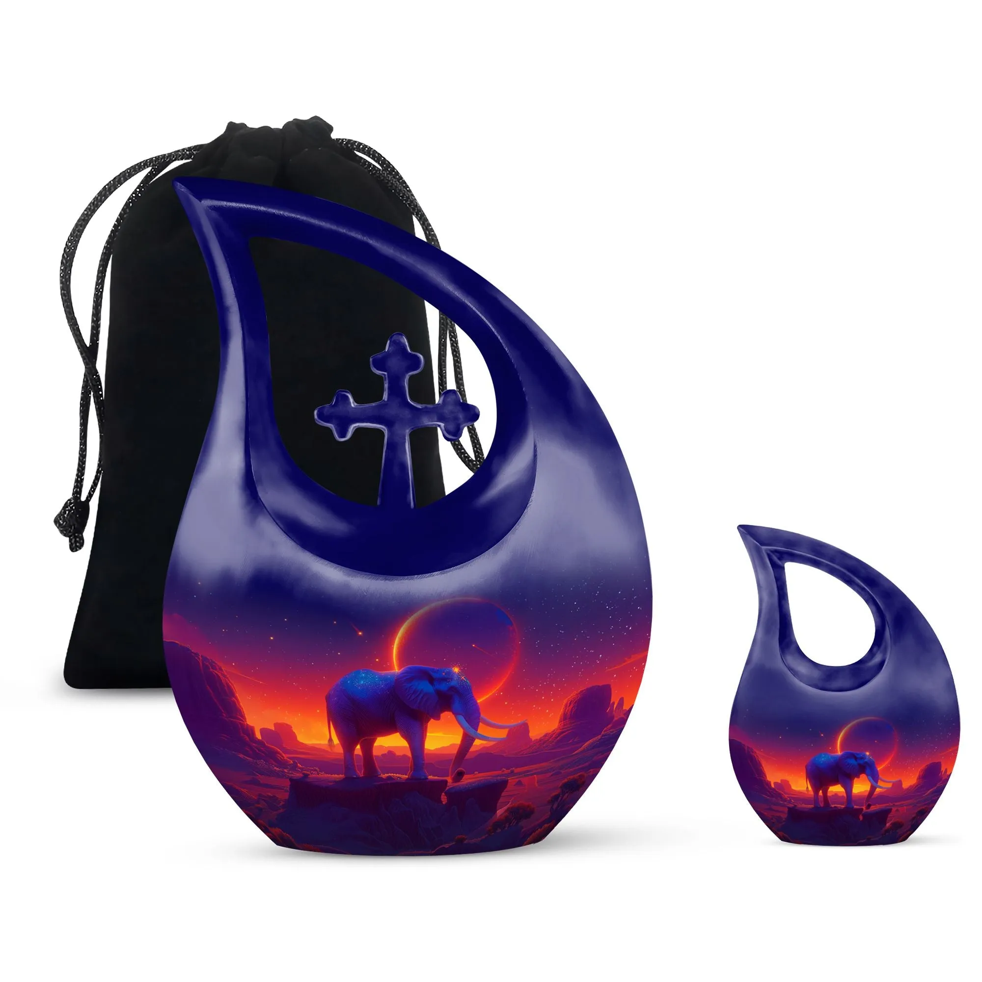Cross Drop Elephant Urn: Unique Memorial for Loved Ones