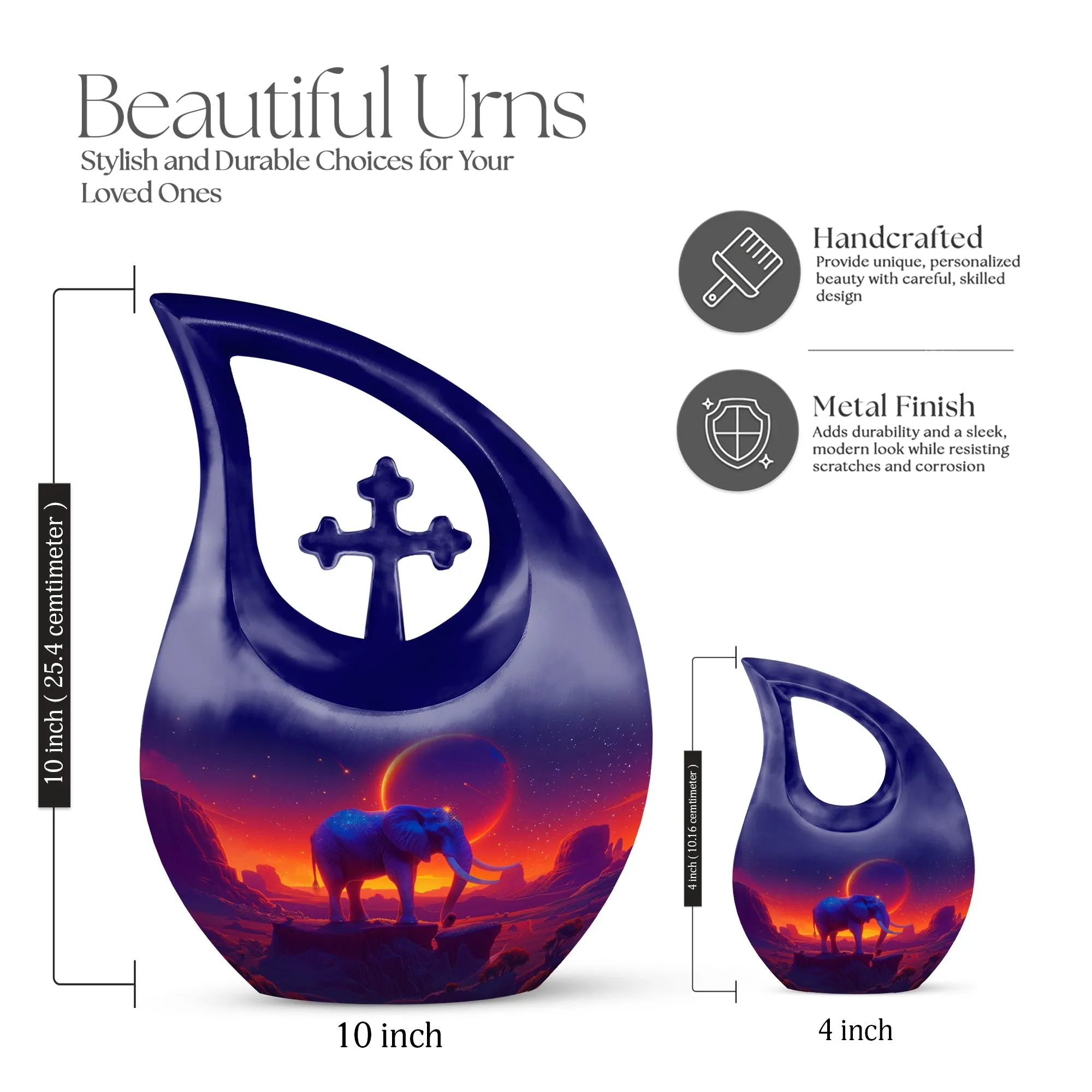 Cross Drop Elephant Urn: Unique Memorial for Loved Ones