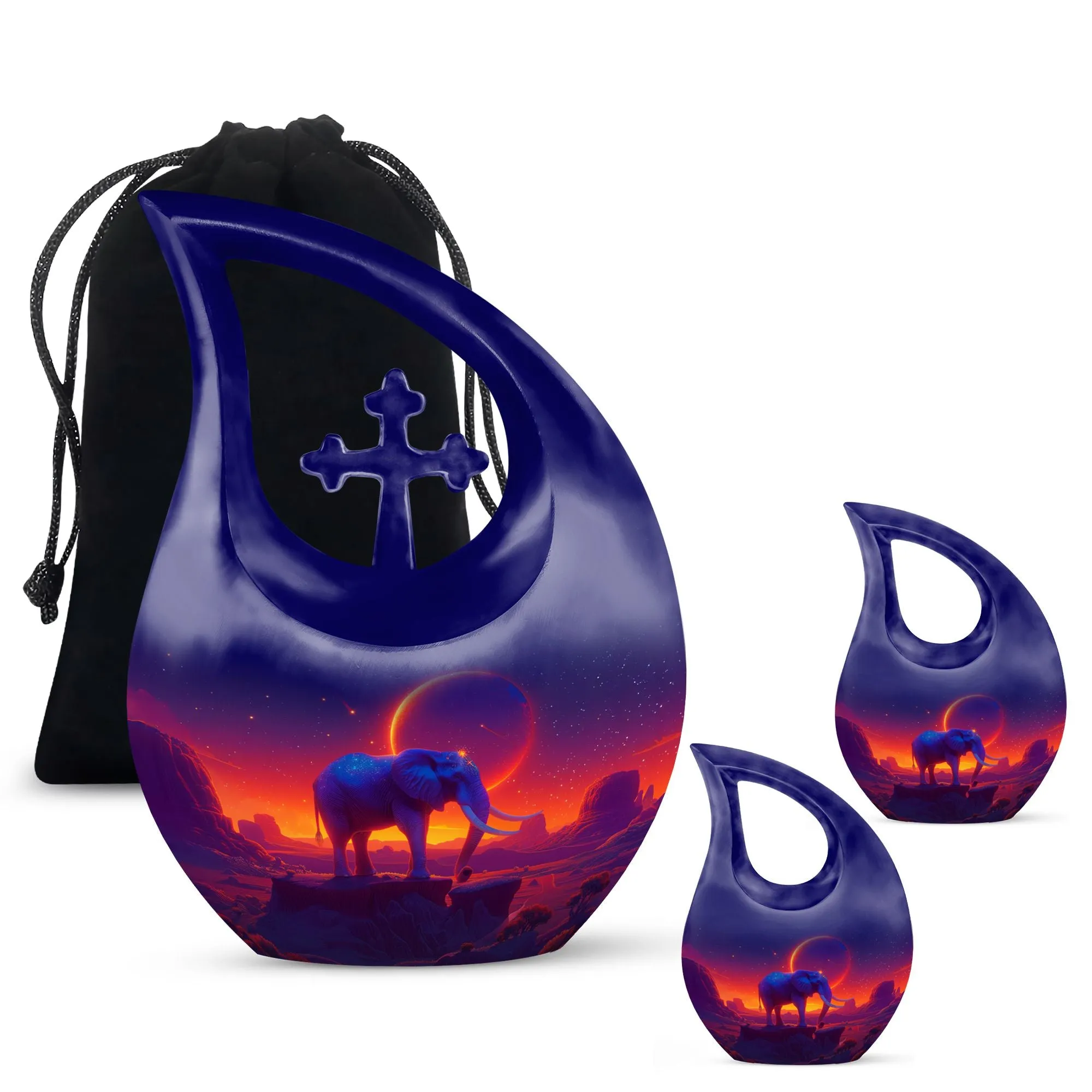 Cross Drop Elephant Urn: Unique Memorial for Loved Ones