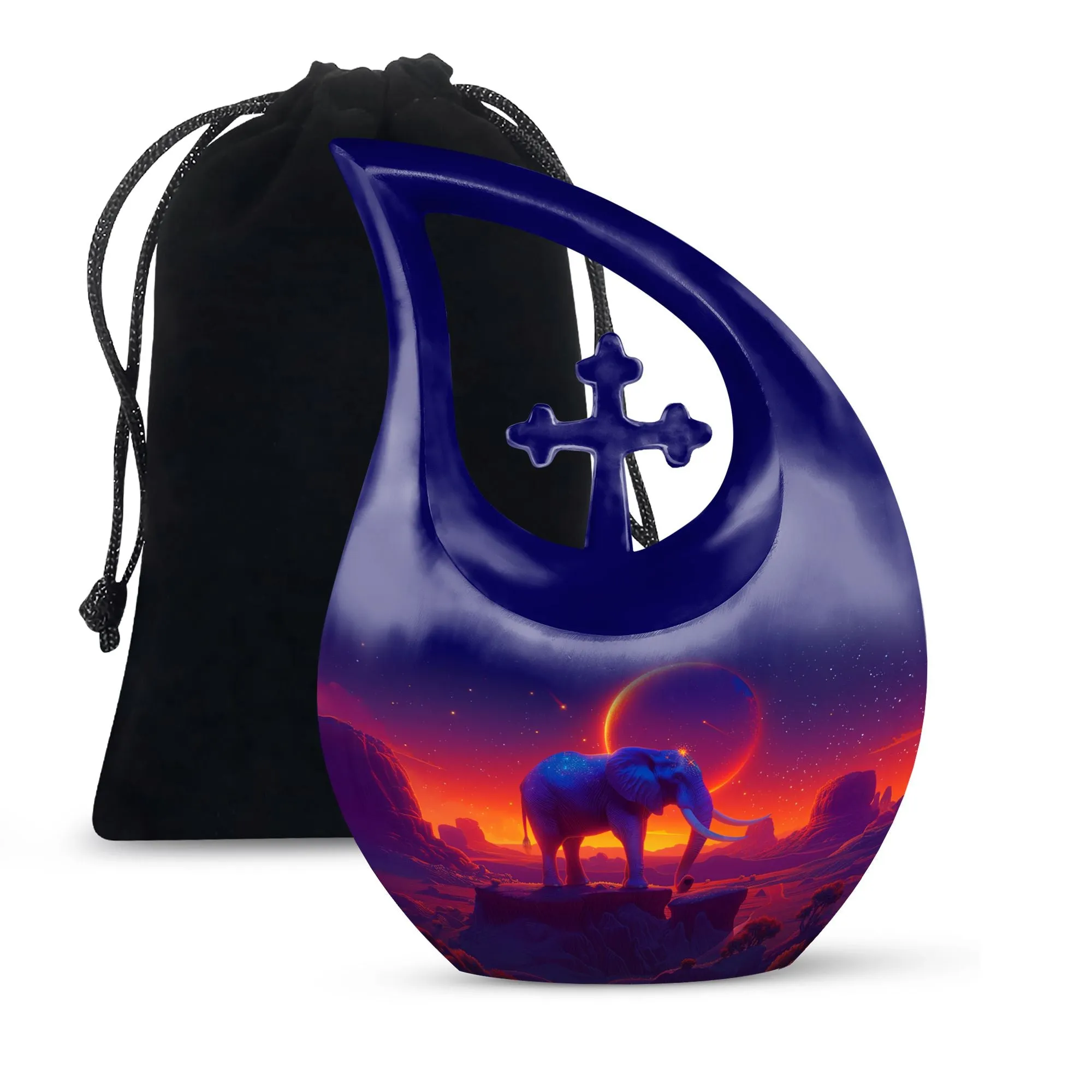 Cross Drop Elephant Urn: Unique Memorial for Loved Ones