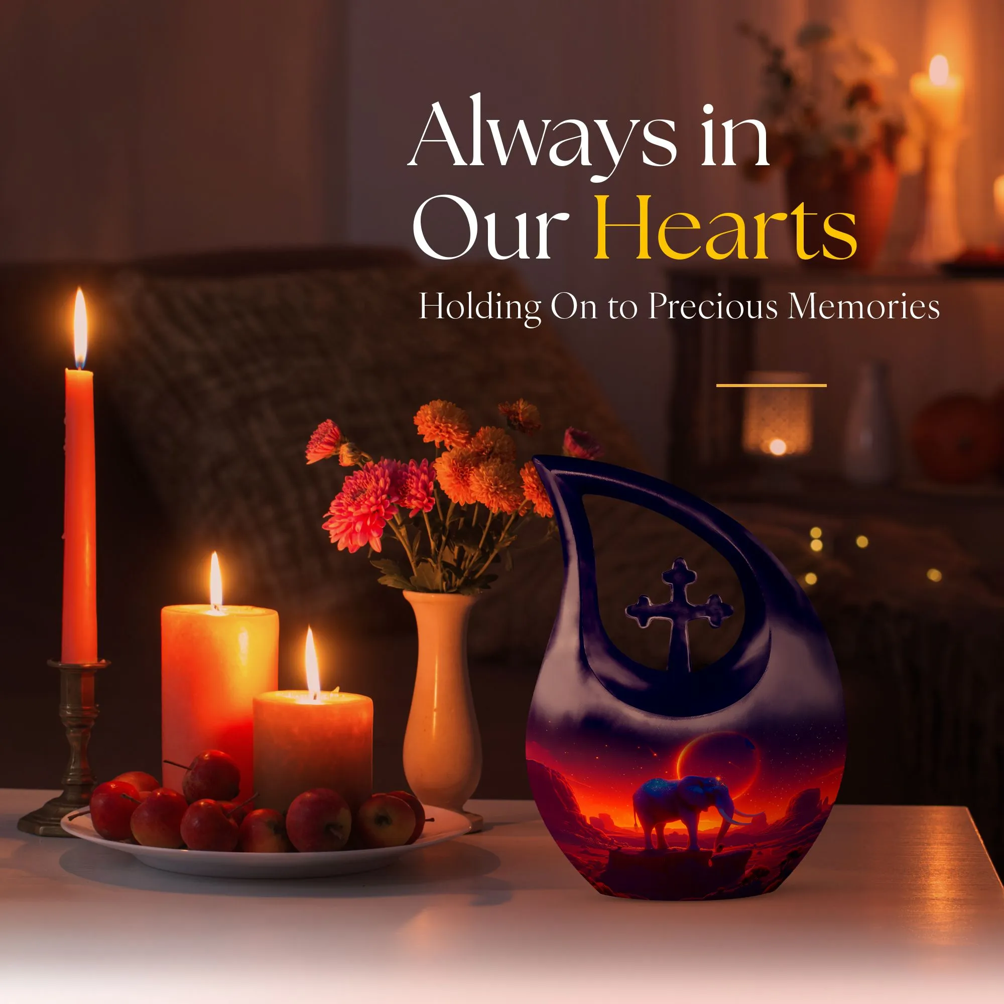 Cross Drop Elephant Urn: Unique Memorial for Loved Ones