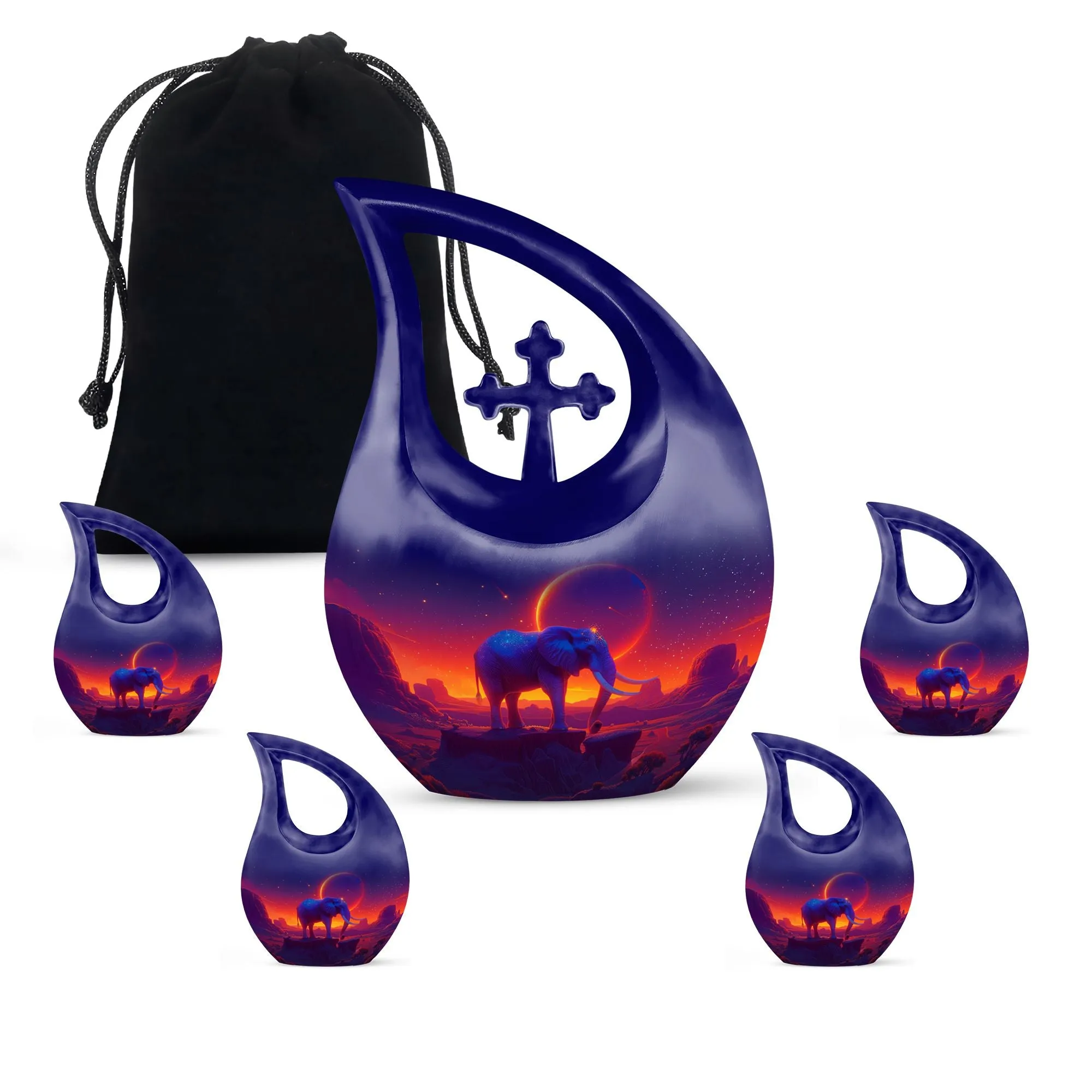 Cross Drop Elephant Urn: Unique Memorial for Loved Ones