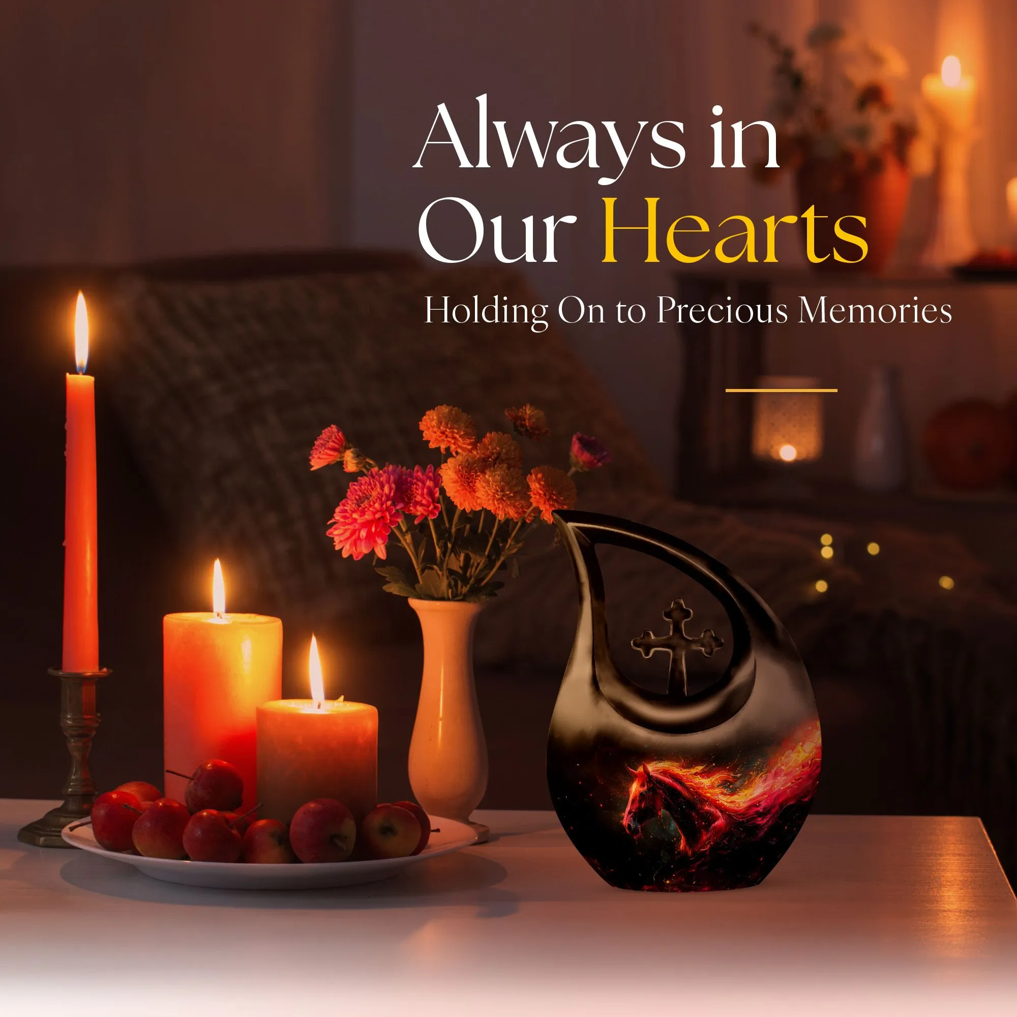 Cross Drop Horse Tribute - Large Memorial Urn