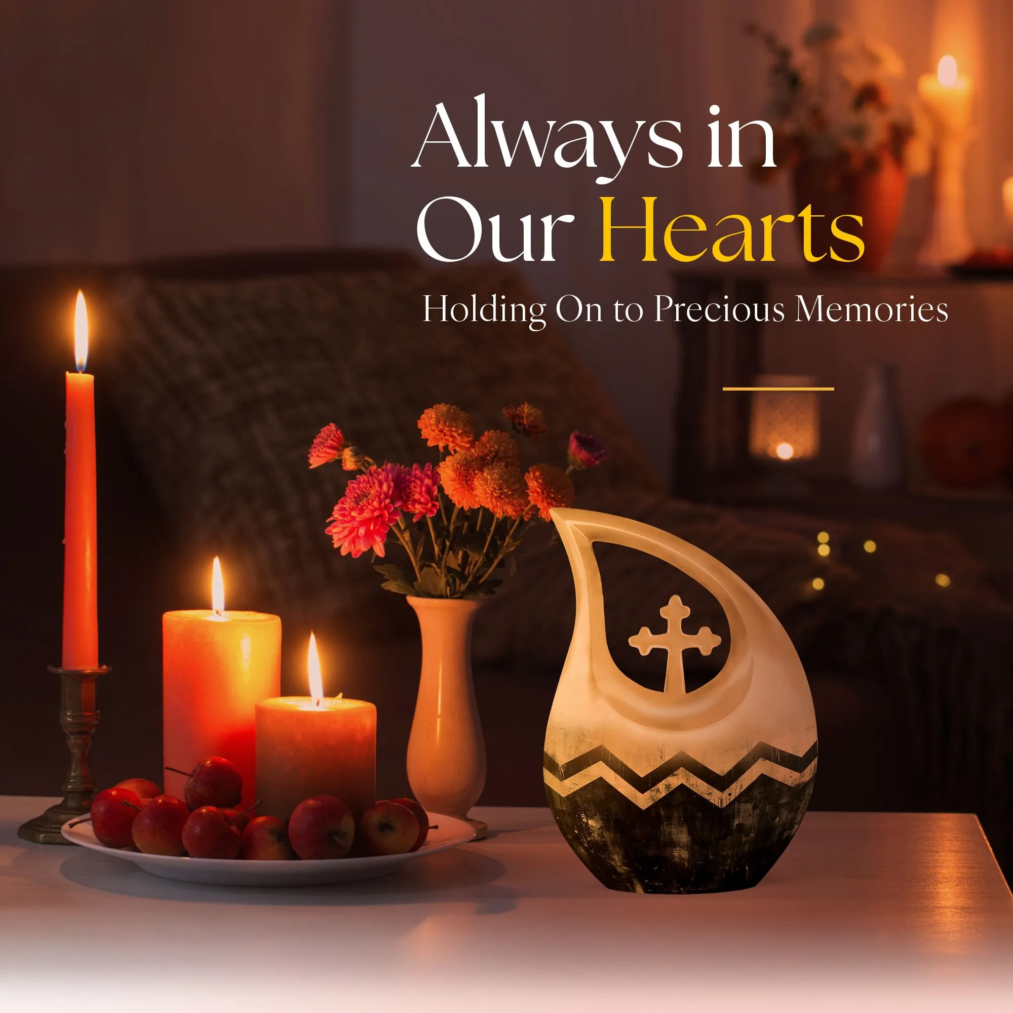 Cross Drop Pattern Urn - Aluminium Keepsake for Ashes Memorial