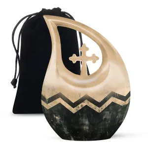Cross Drop Pattern Urn - Aluminium Keepsake for Ashes Memorial