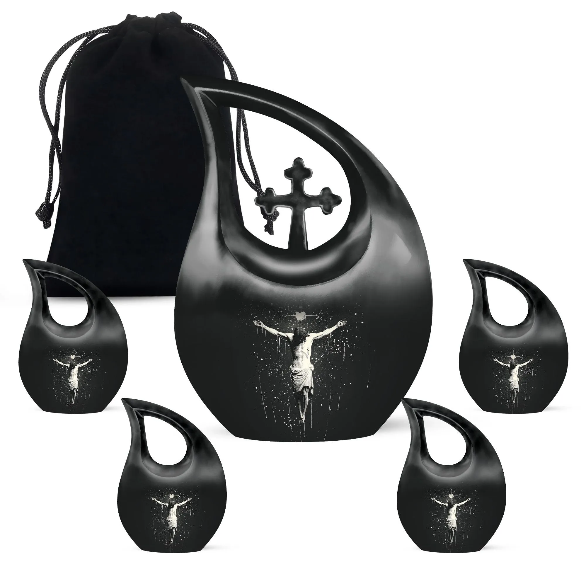 Cross Drop Urn -Large Aluminium Cremation Urn For Human Remains