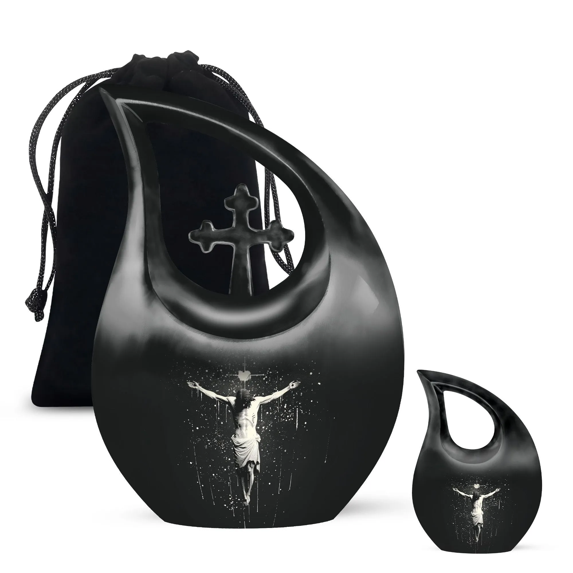 Cross Drop Urn -Large Aluminium Cremation Urn For Human Remains