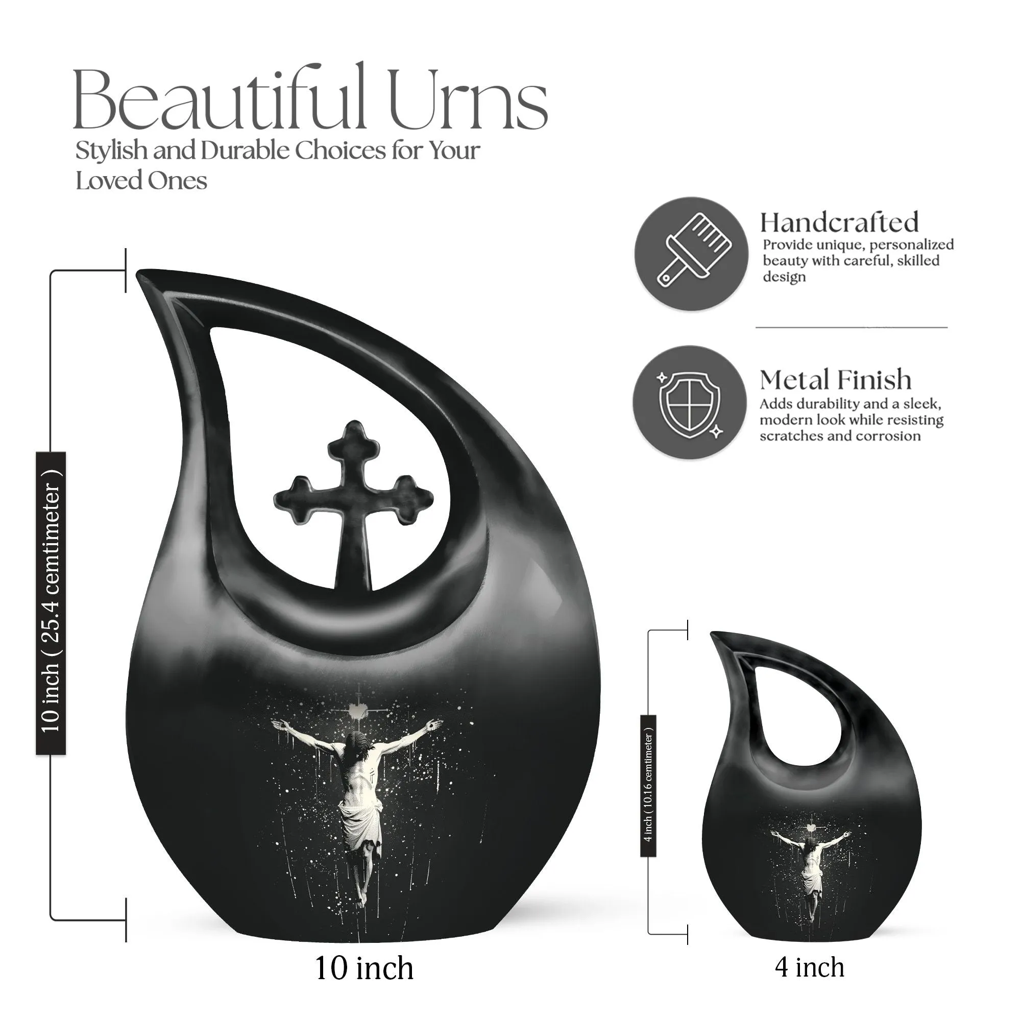 Cross Drop Urn -Large Aluminium Cremation Urn For Human Remains