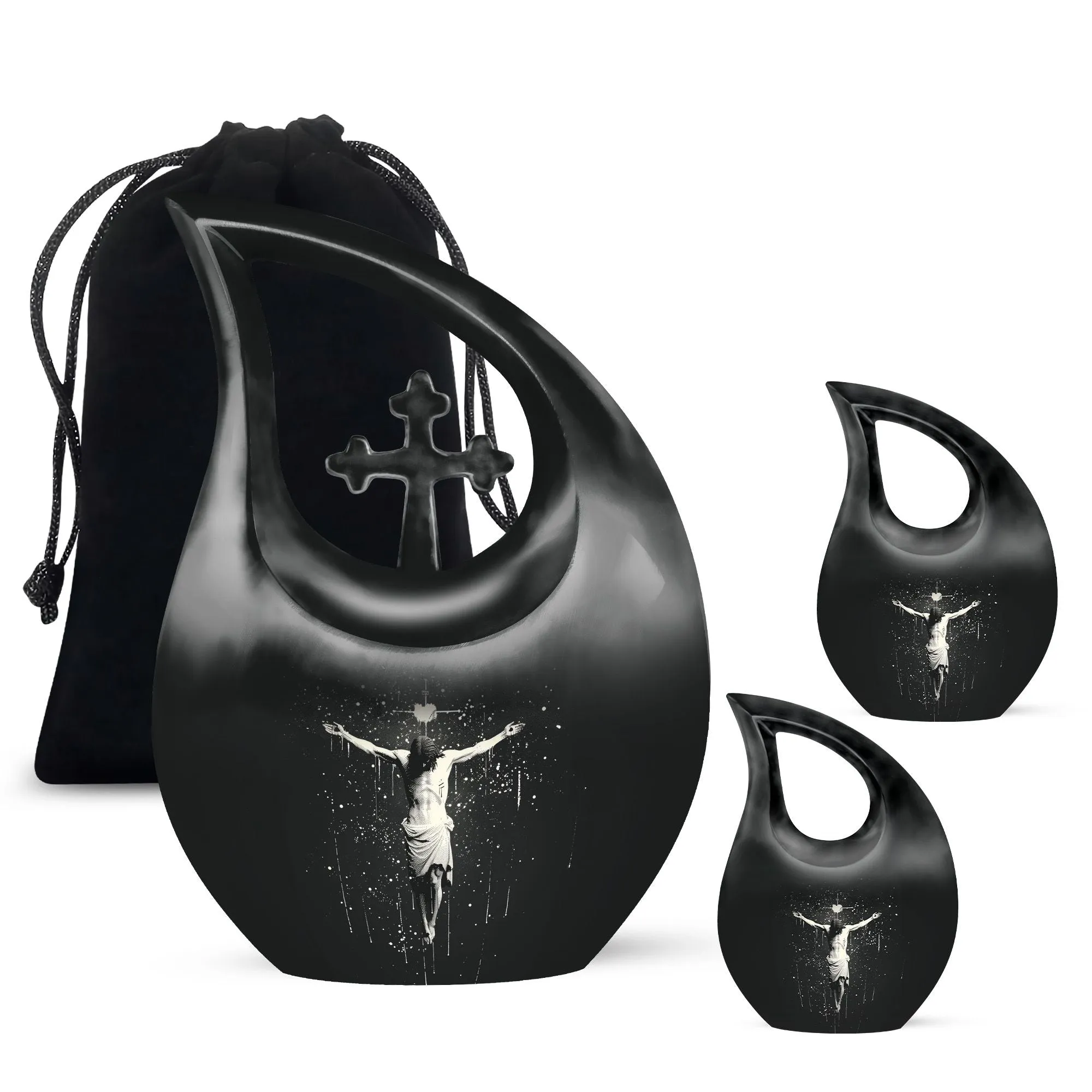 Cross Drop Urn -Large Aluminium Cremation Urn For Human Remains