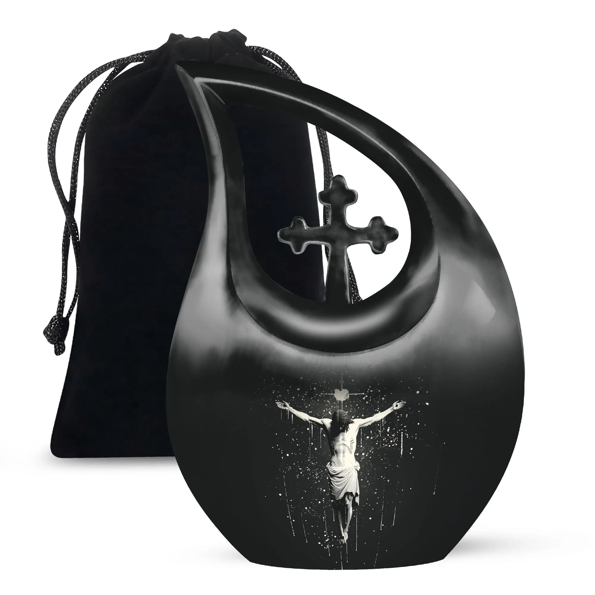 Cross Drop Urn -Large Aluminium Cremation Urn For Human Remains