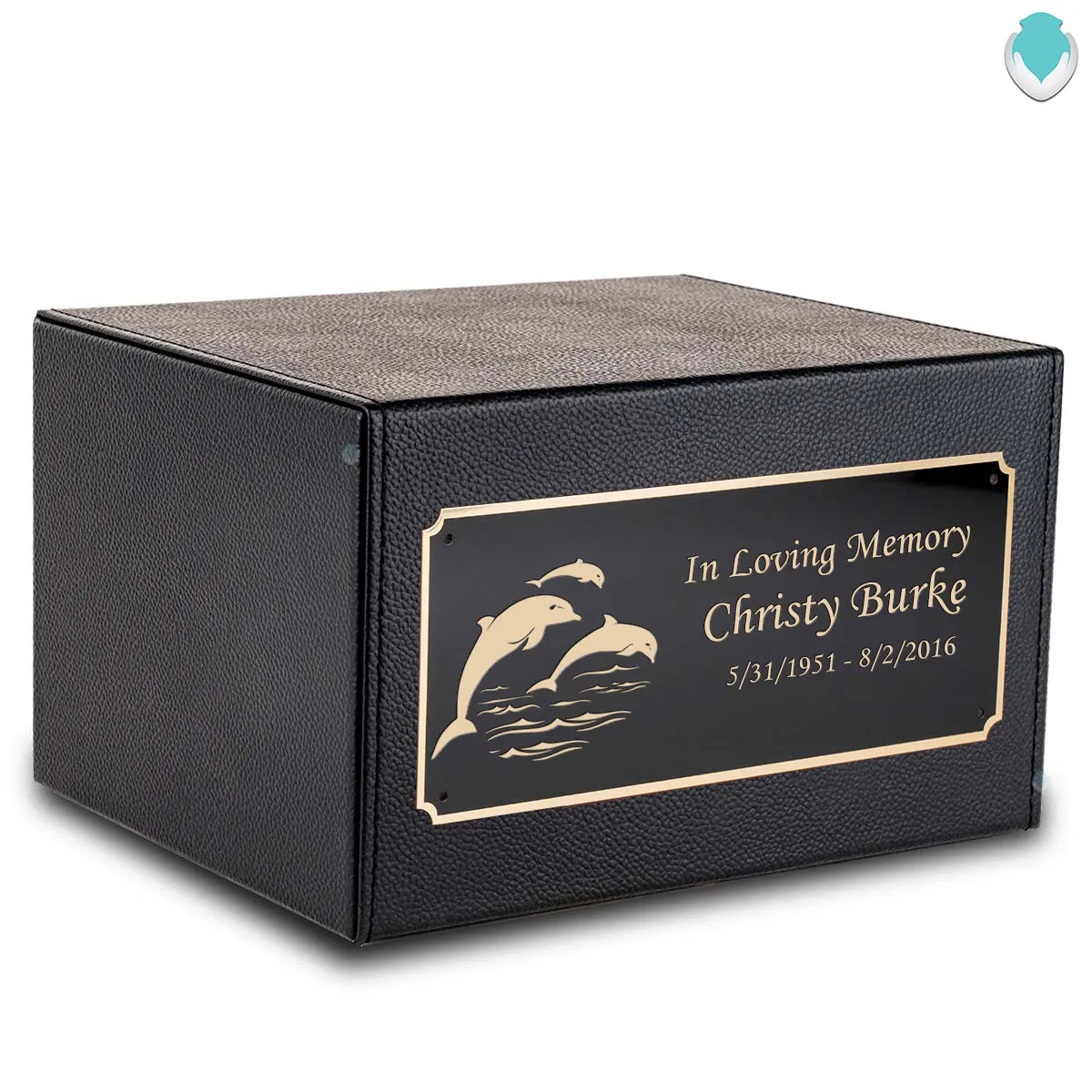 Custom Engraved Heritage Leather Adult Cremation Urn Memorial Box for Ashes