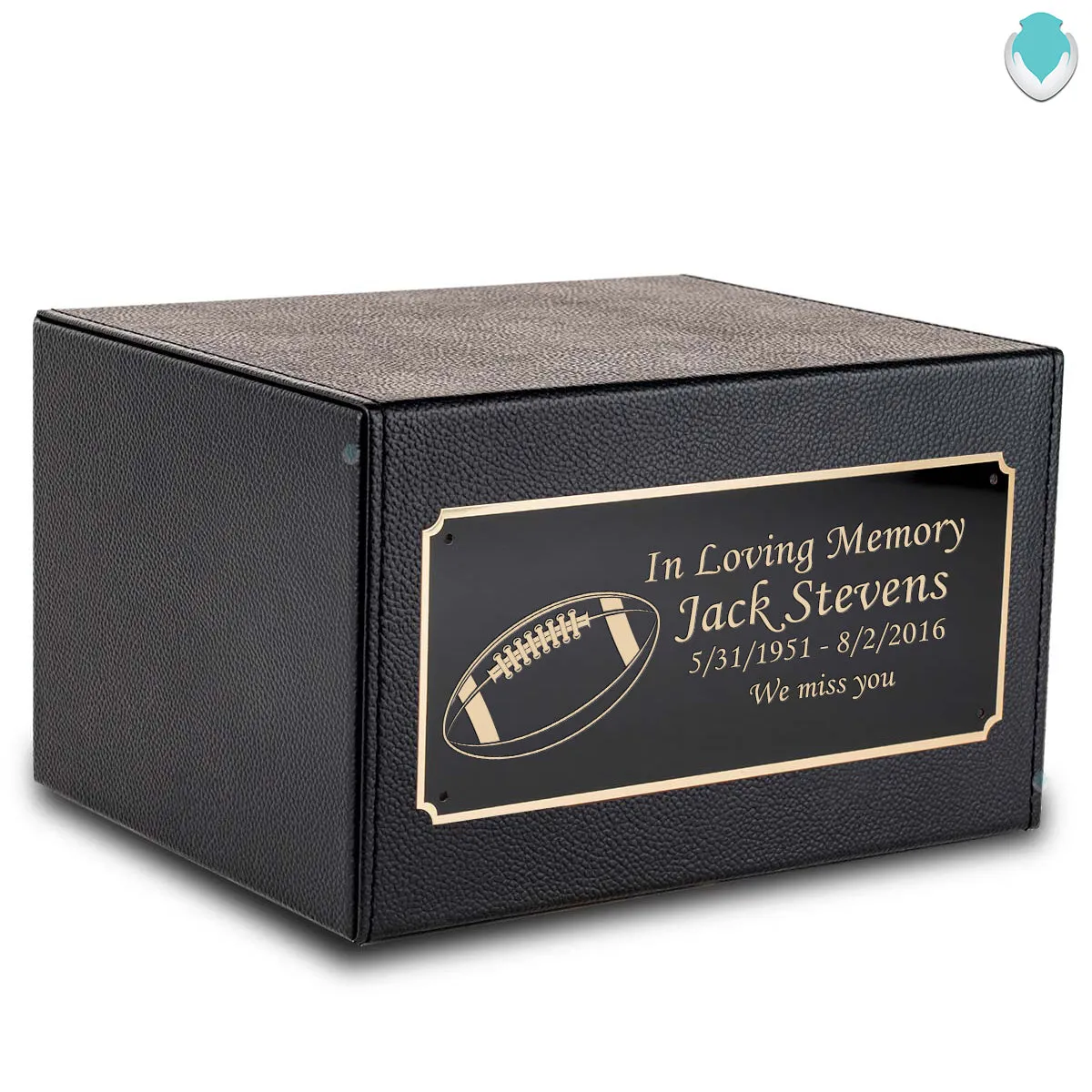 Custom Engraved Heritage Leather Adult Cremation Urn Memorial Box for Ashes