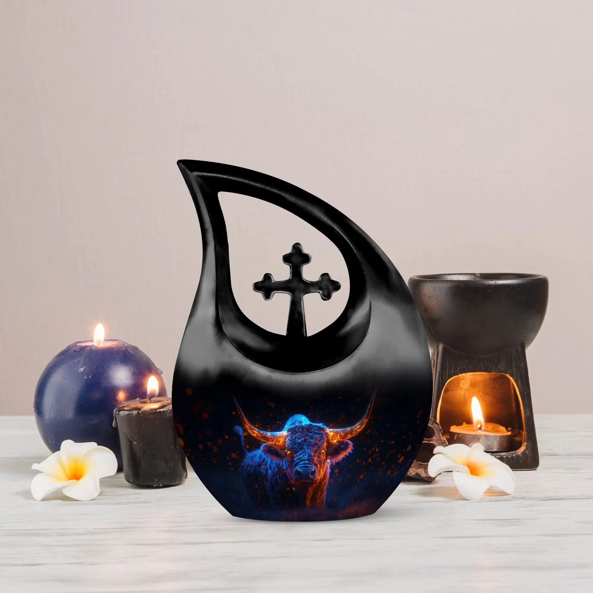Custom Made Ember Horns Yak Urn for Cremations - Memorial Urn
