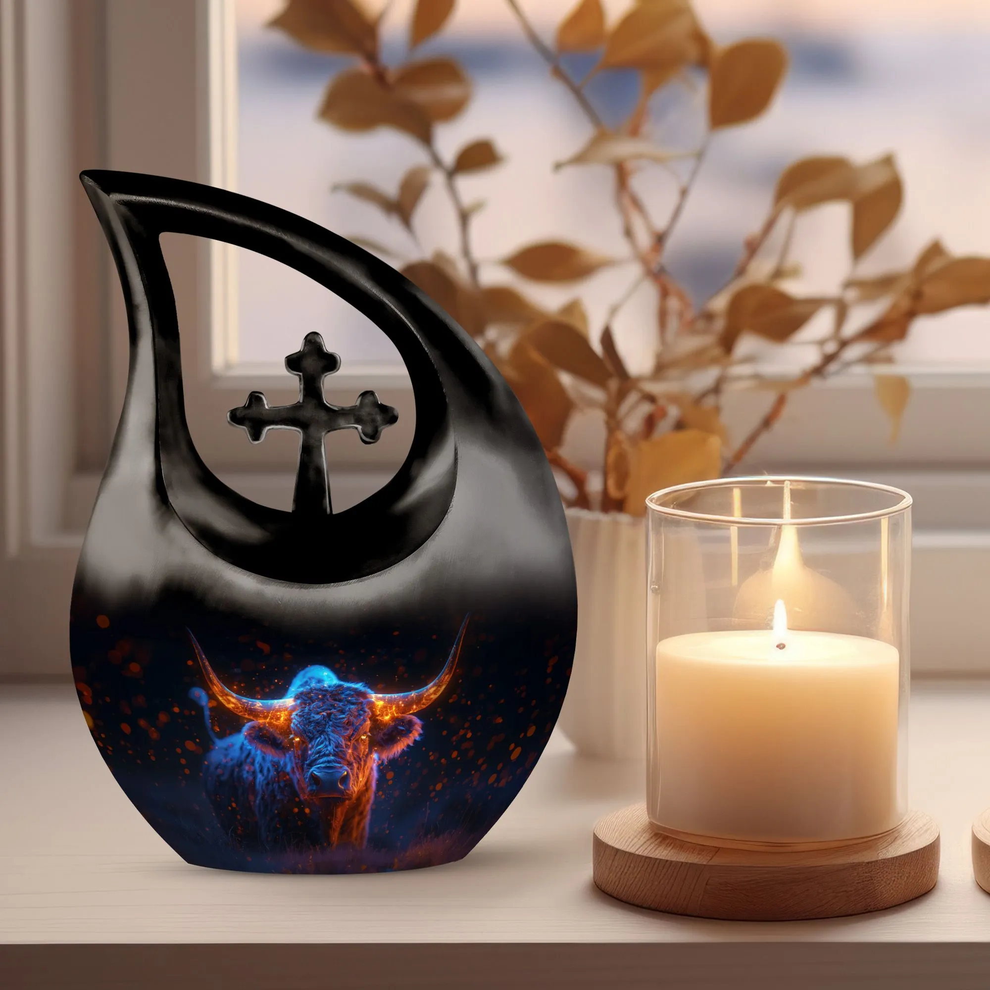 Custom Made Ember Horns Yak Urn for Cremations - Memorial Urn