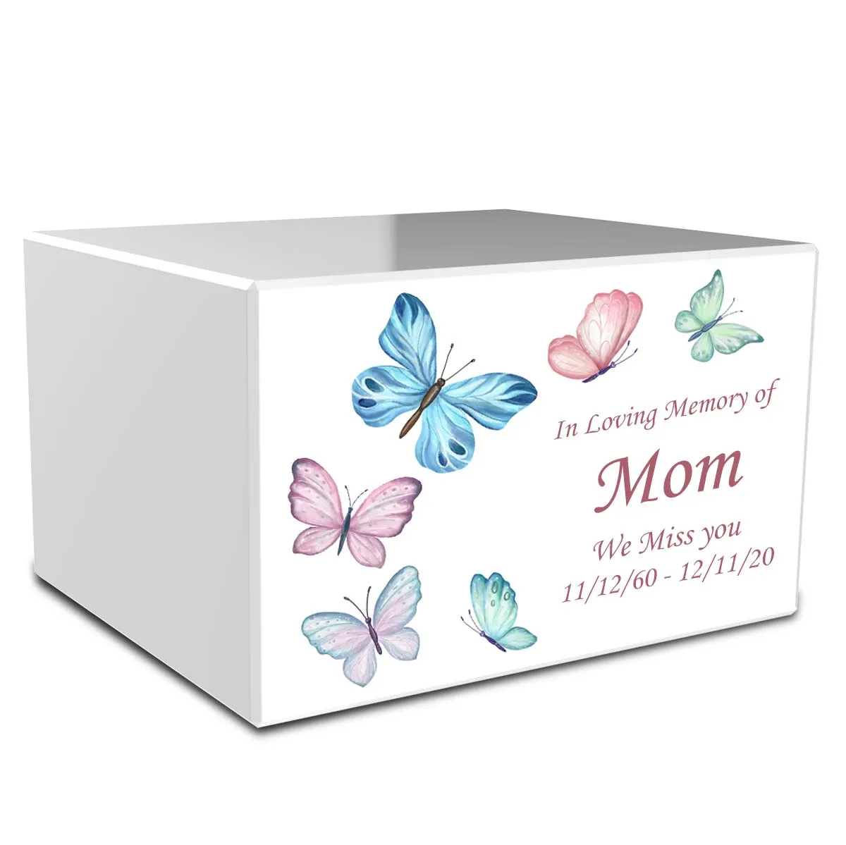 Custom Printed Heritage Butterflies Wood Box Cremation Urn
