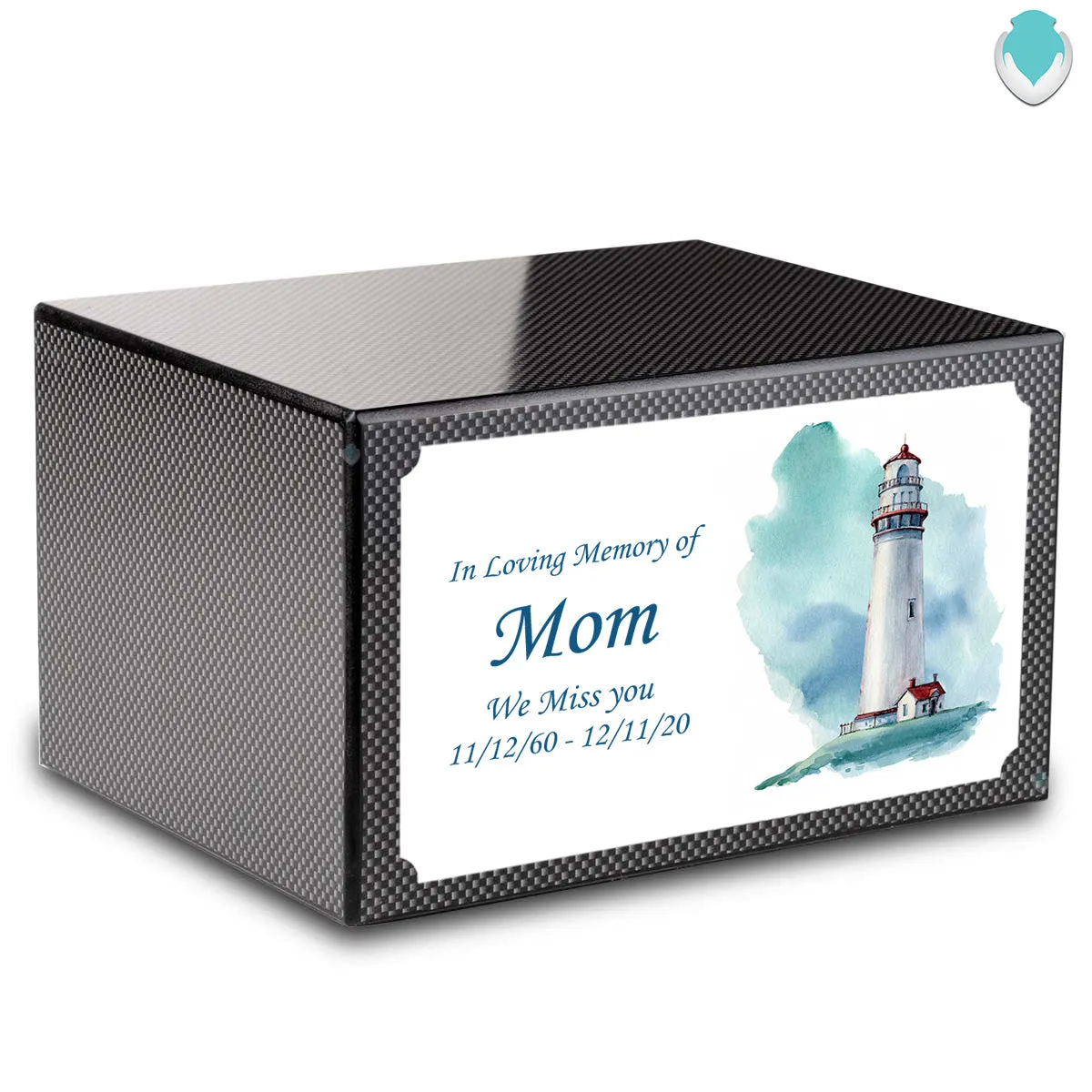 Custom Printed Heritage Carbon Fiber Lighthouse Wood Box Cremation Urn