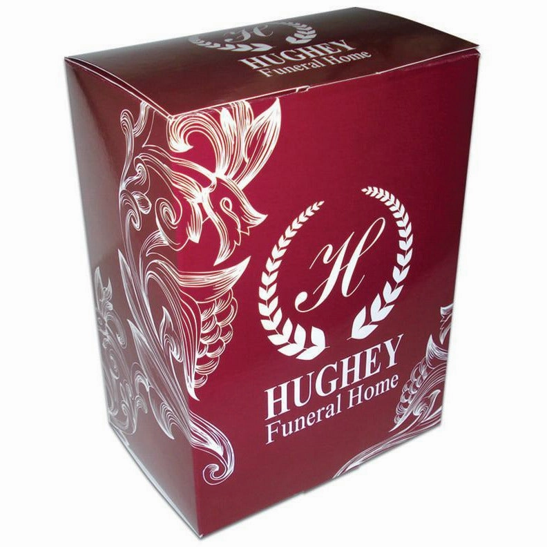 Custom Designed  Cremains Box | Fits over black plastic temporary urn | Great Advertising