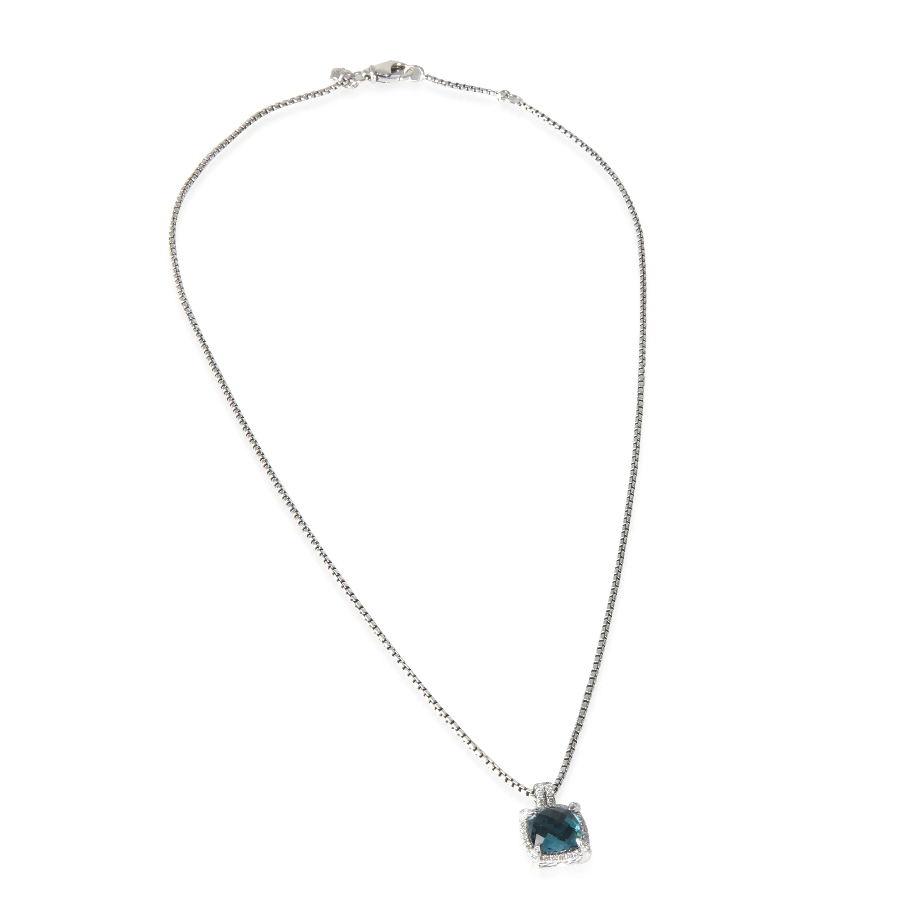 David Yurman Sterling Silver Topaz and Diamond Chatelaine Pave Bezel Pendant