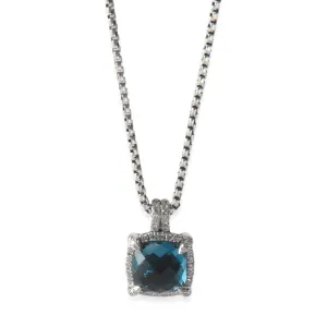 David Yurman Sterling Silver Topaz and Diamond Chatelaine Pave Bezel Pendant