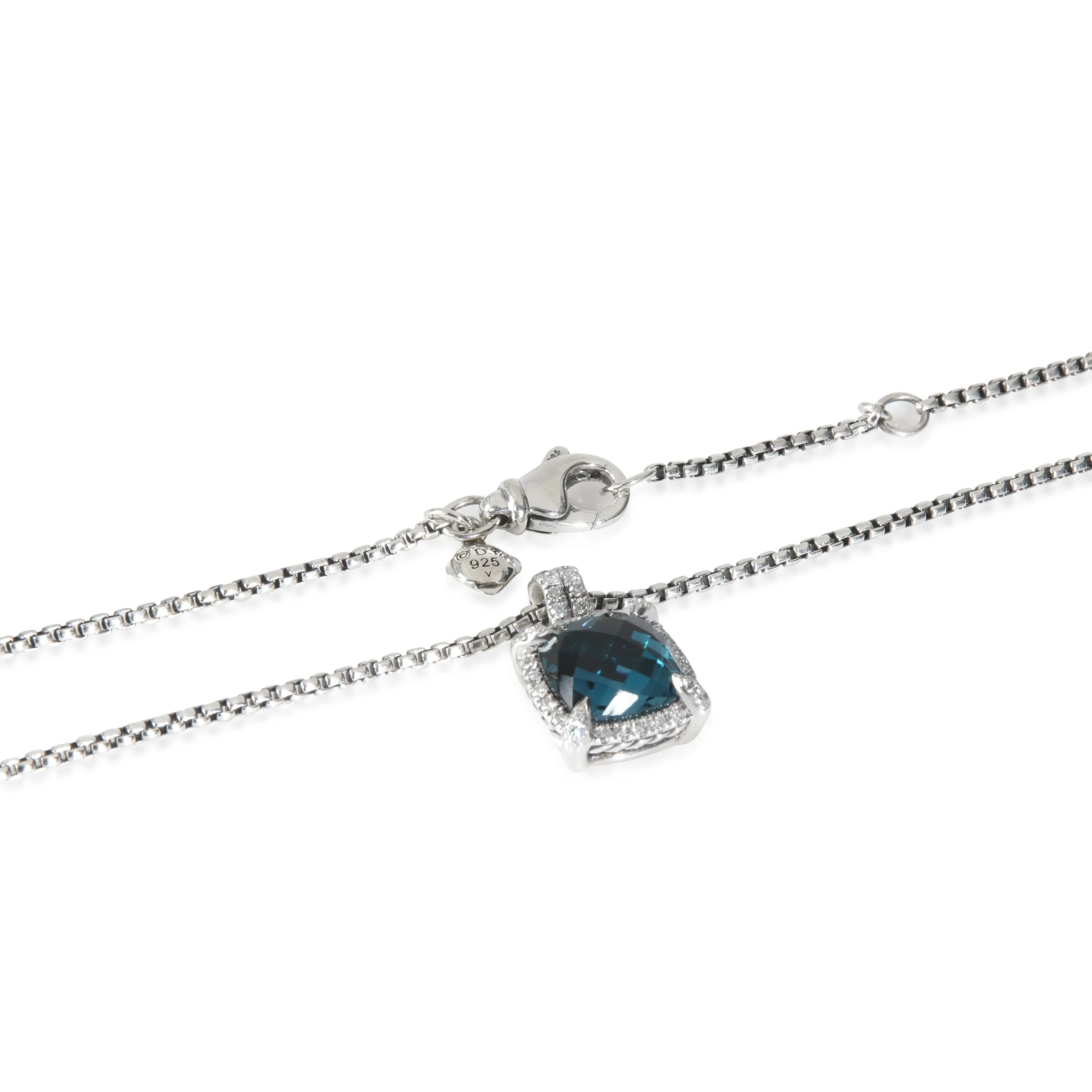 David Yurman Sterling Silver Topaz and Diamond Chatelaine Pave Bezel Pendant