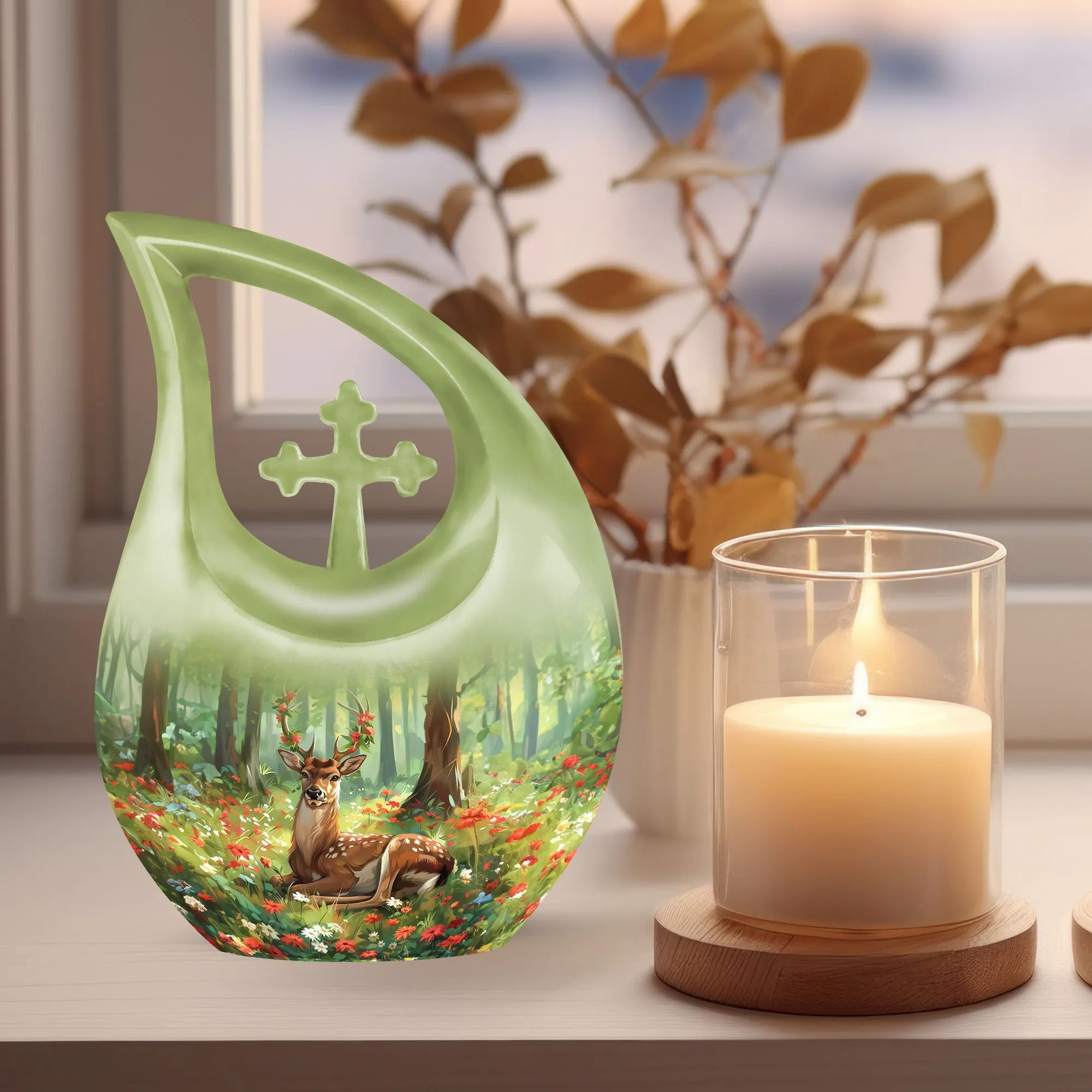 Deer Cremation Urn : Small Cremation Urn For Human Ashes