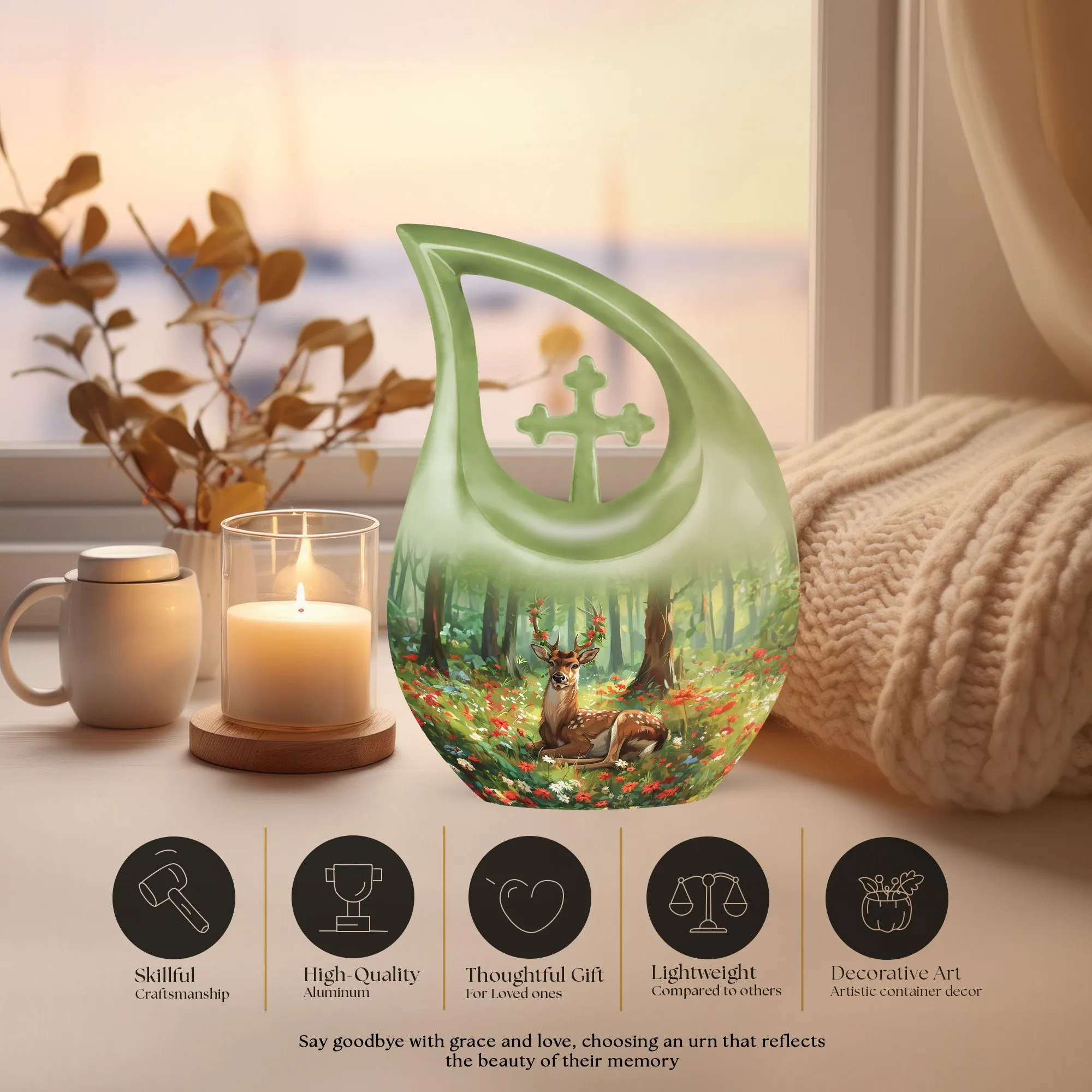 Deer Cremation Urn : Small Cremation Urn For Human Ashes