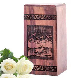 Deer Wooden Large Urns For Human Ashes - Adult Ash Holder