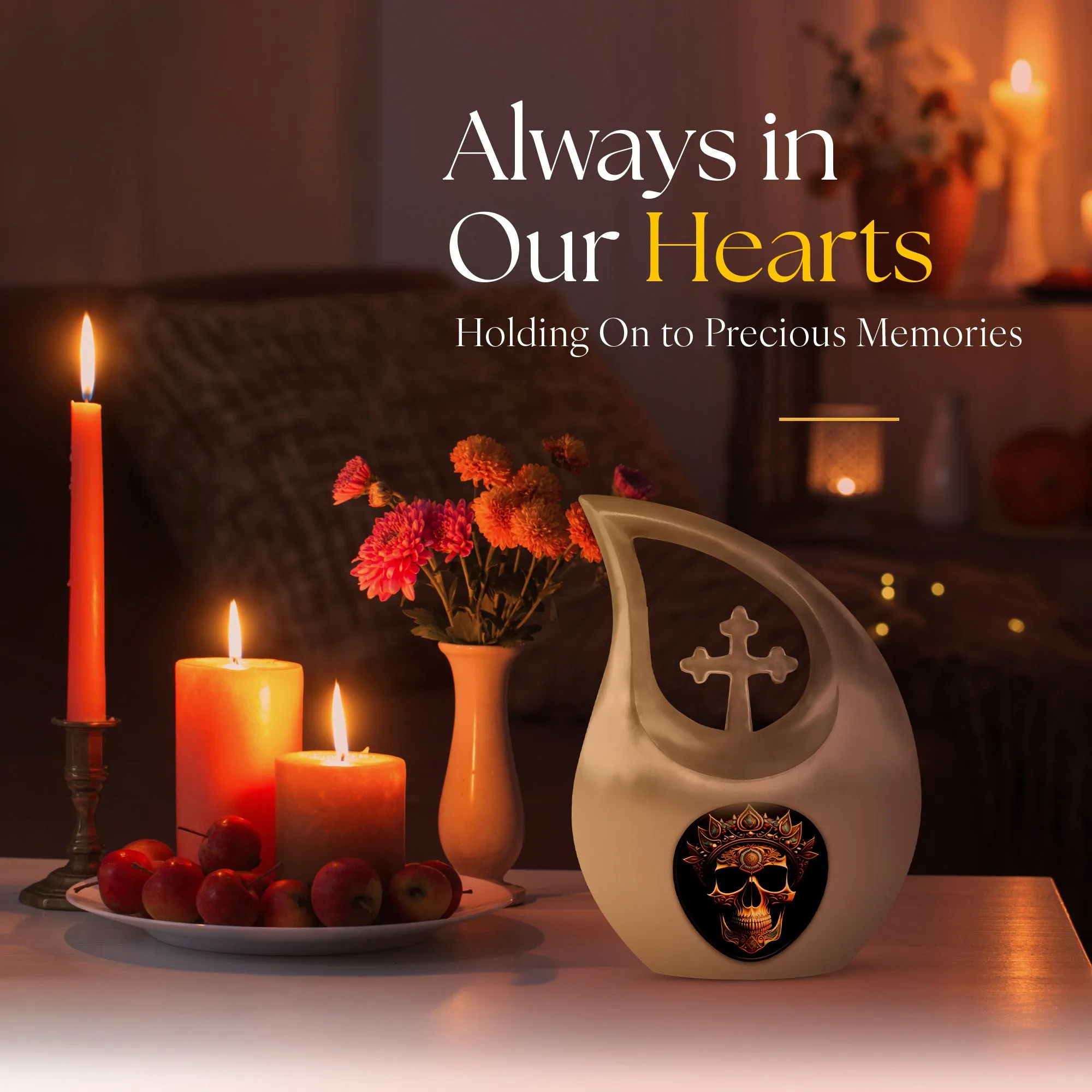 Destiny's Embrace Exquisite Skull Themed Memorial Urn,
