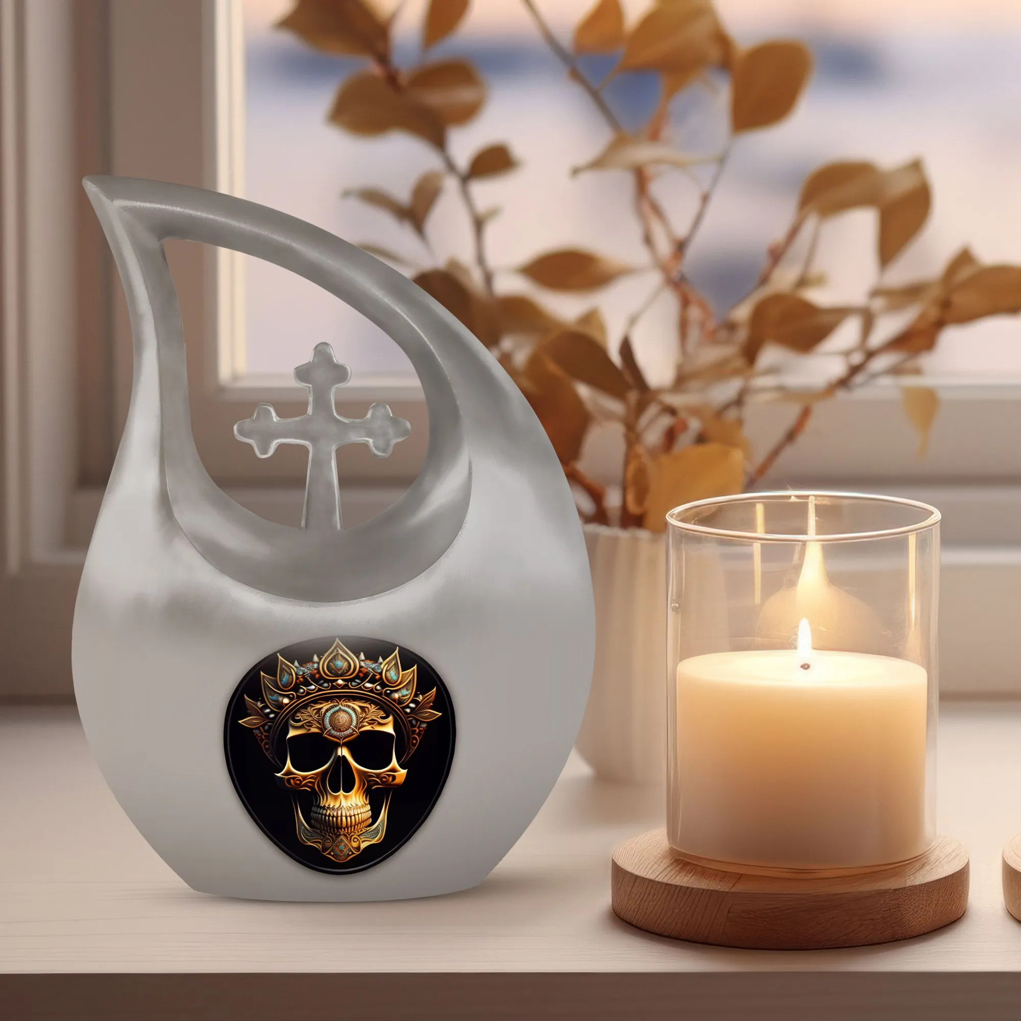 Destiny's Embrace Exquisite Skull Themed Memorial Urn,