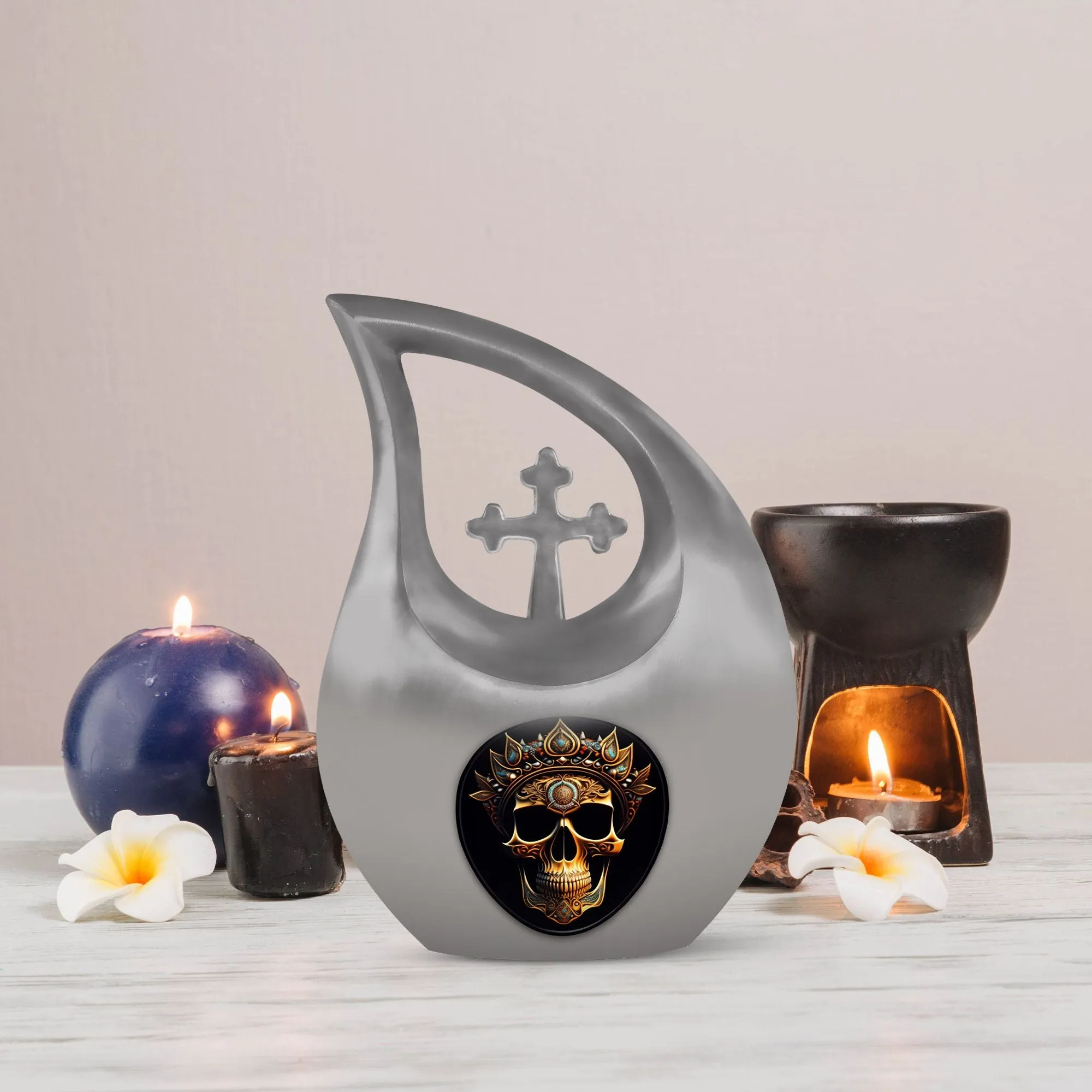 Destiny's Embrace Exquisite Skull Themed Memorial Urn,