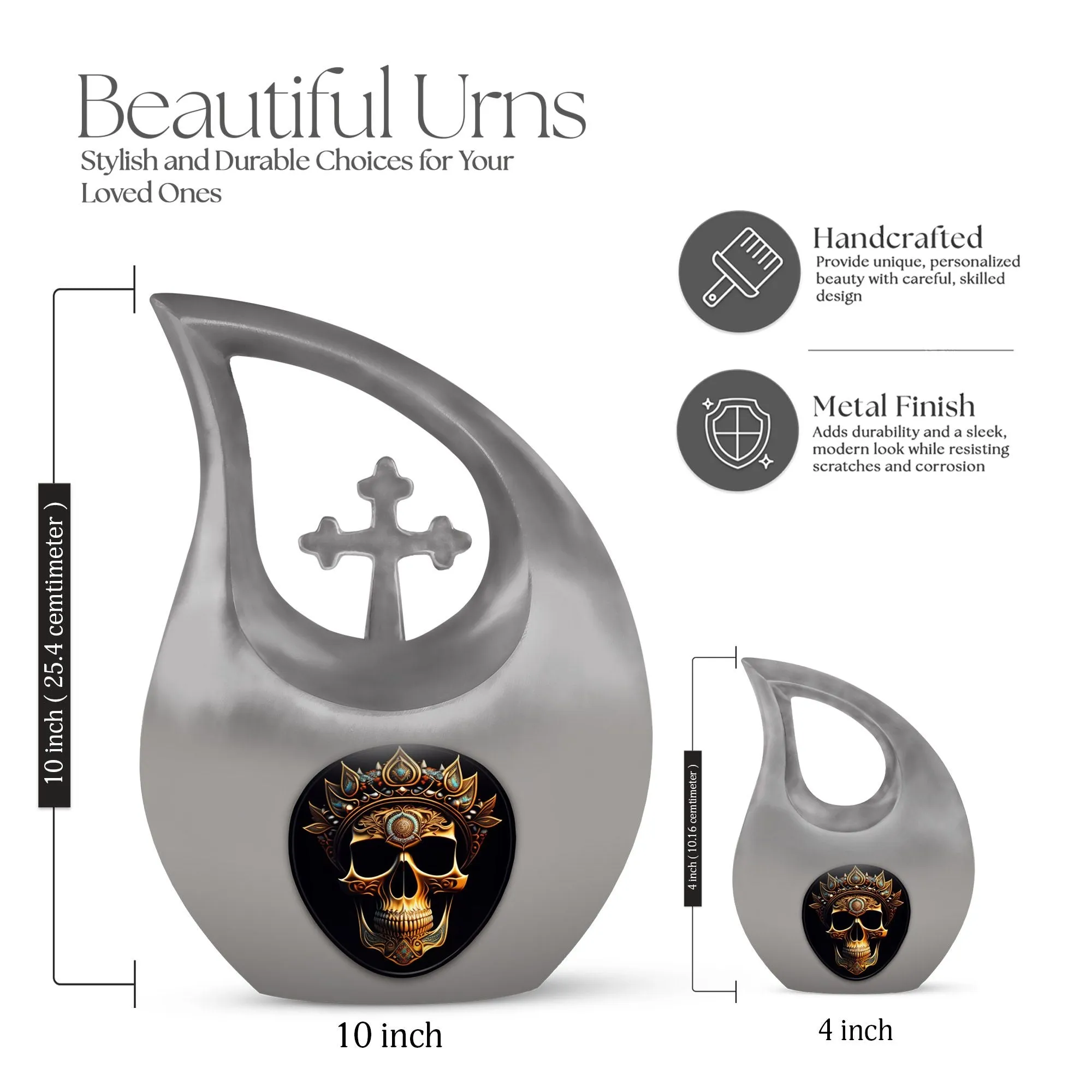 Destiny's Embrace Exquisite Skull Themed Memorial Urn,