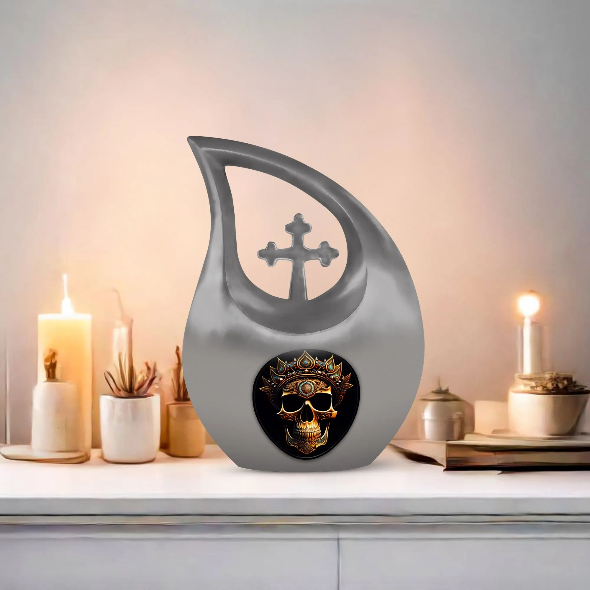Destiny's Embrace Exquisite Skull Themed Memorial Urn,