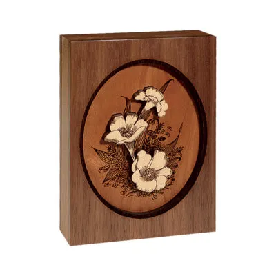 Dimensional Wood Art Floral Small Keepsake Urn