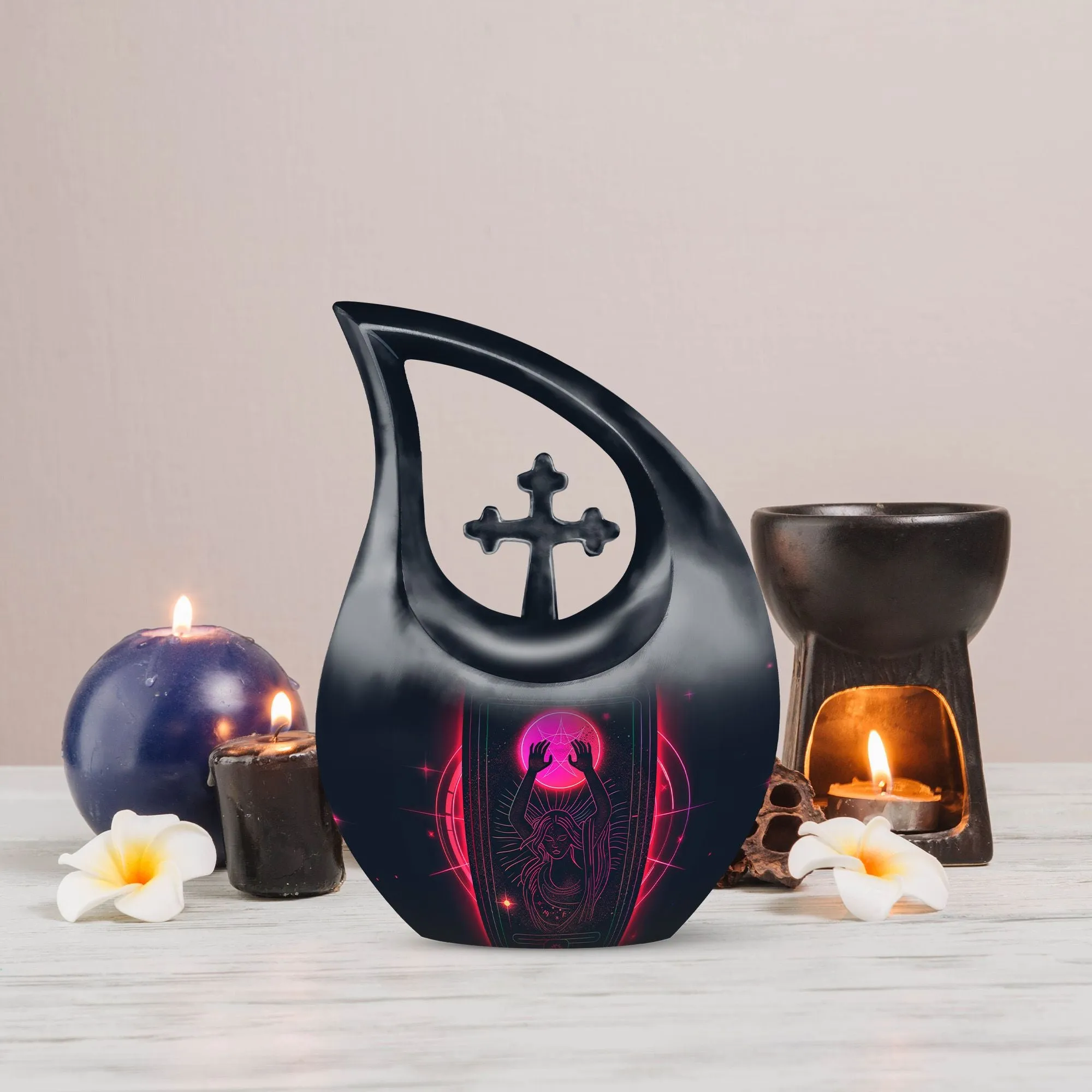 Distinctive Mom's Memorial Urn - Cross Drop Design