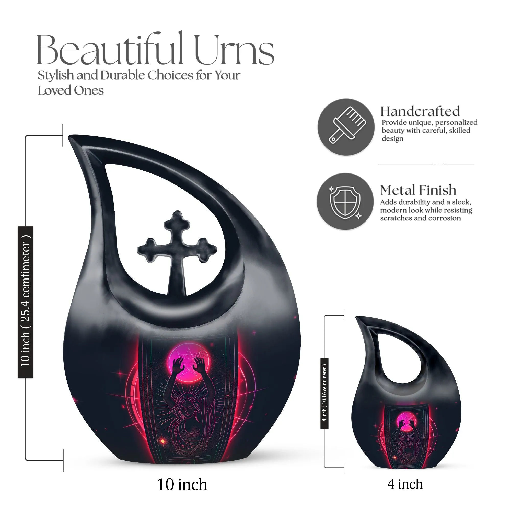 Distinctive Mom's Memorial Urn - Cross Drop Design