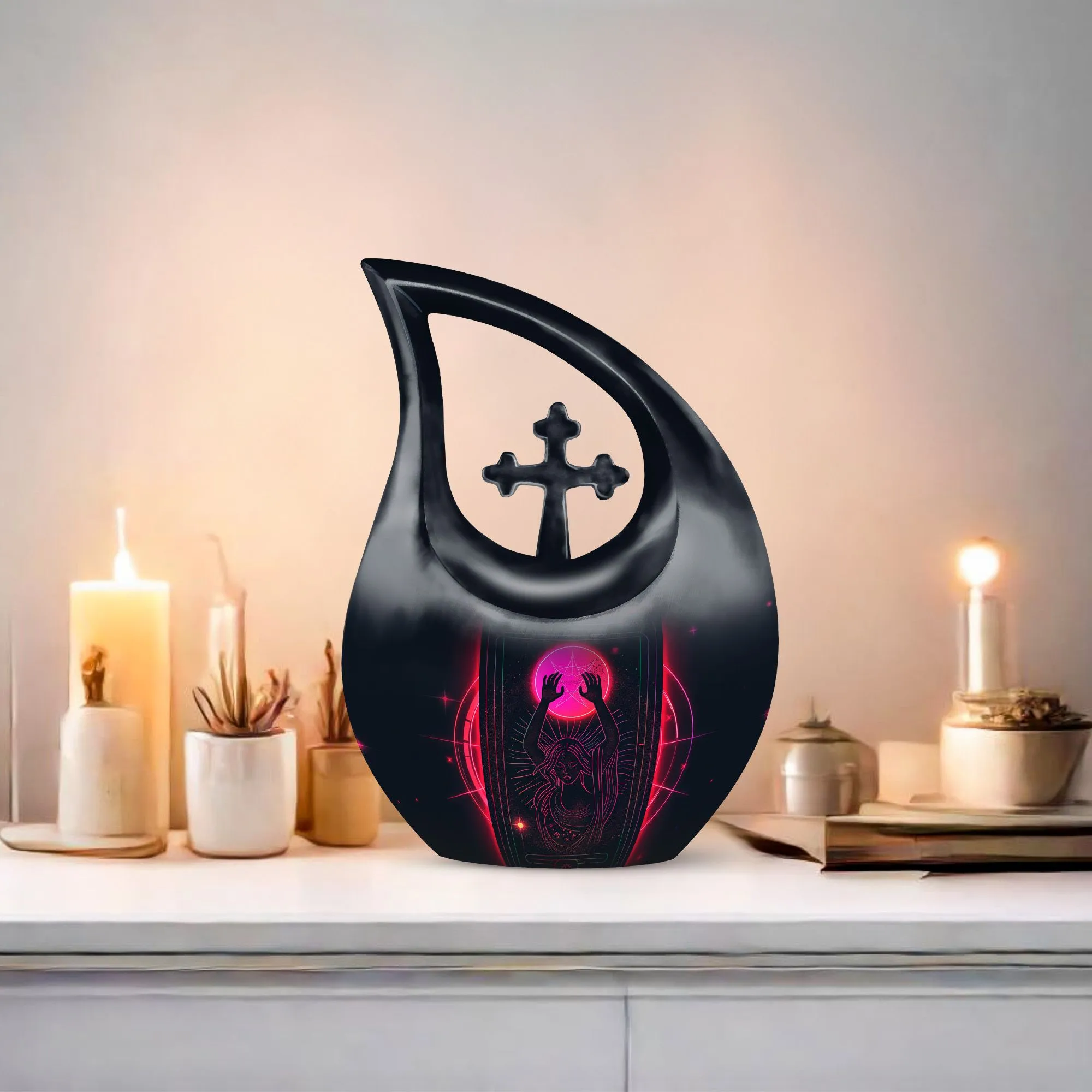 Distinctive Mom's Memorial Urn - Cross Drop Design