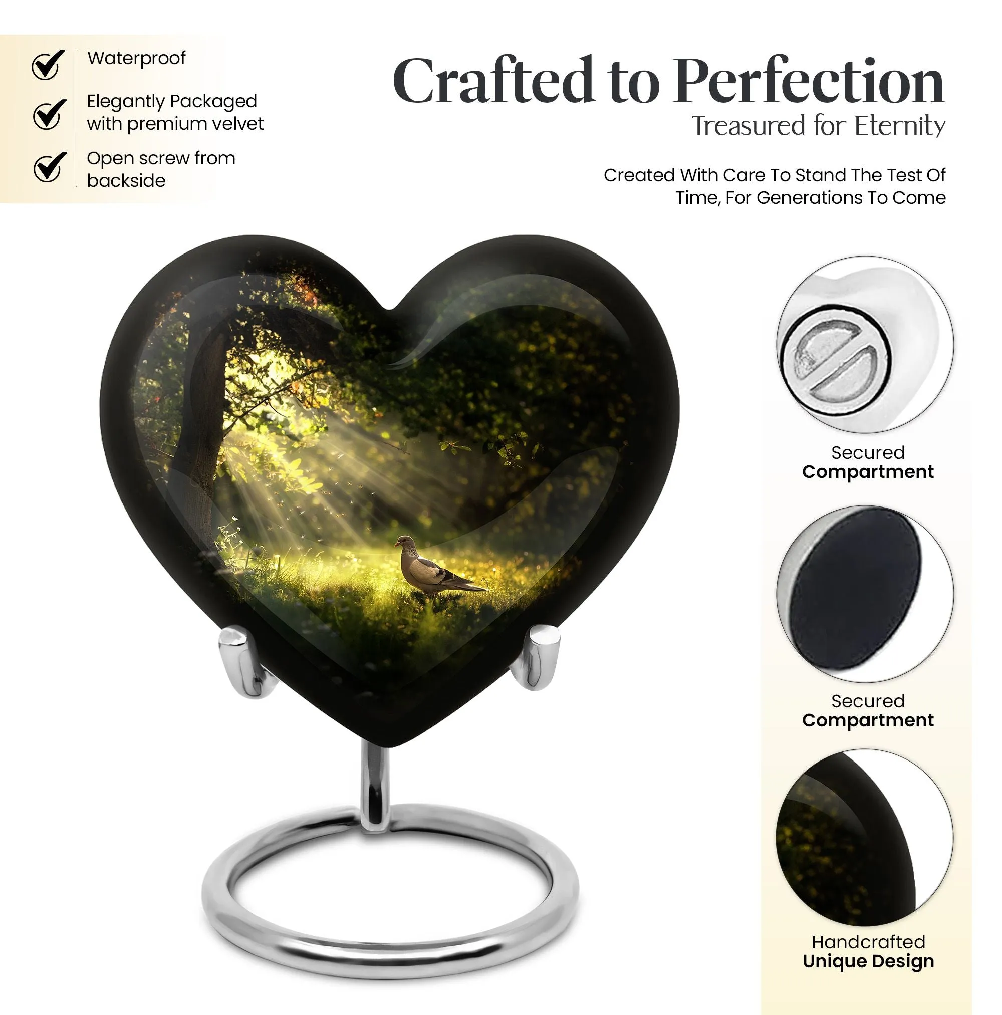 Dove Affection - Heart Shape Cremation Urn for Human Ashes