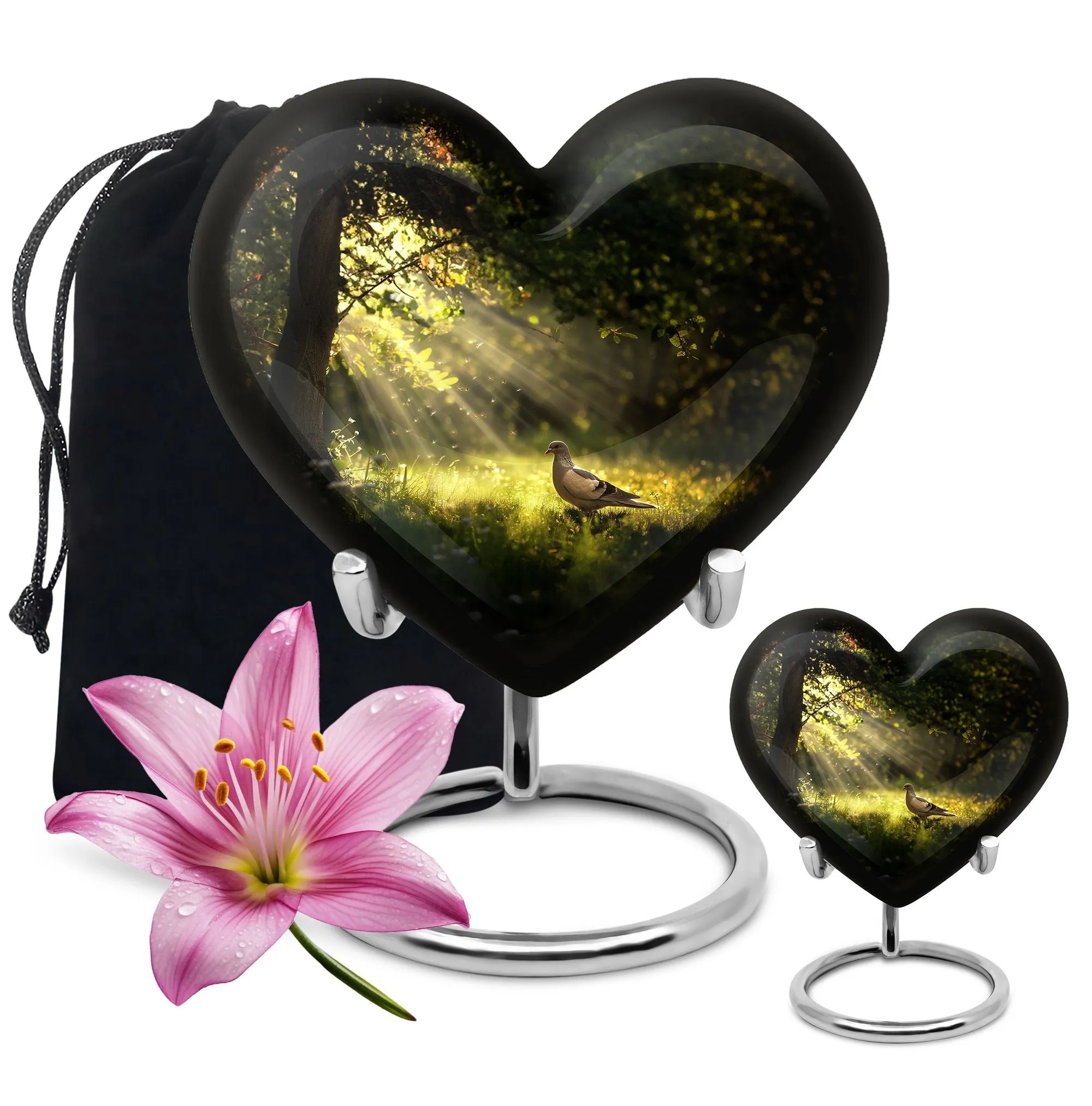 Dove Affection - Heart Shape Cremation Urn for Human Ashes