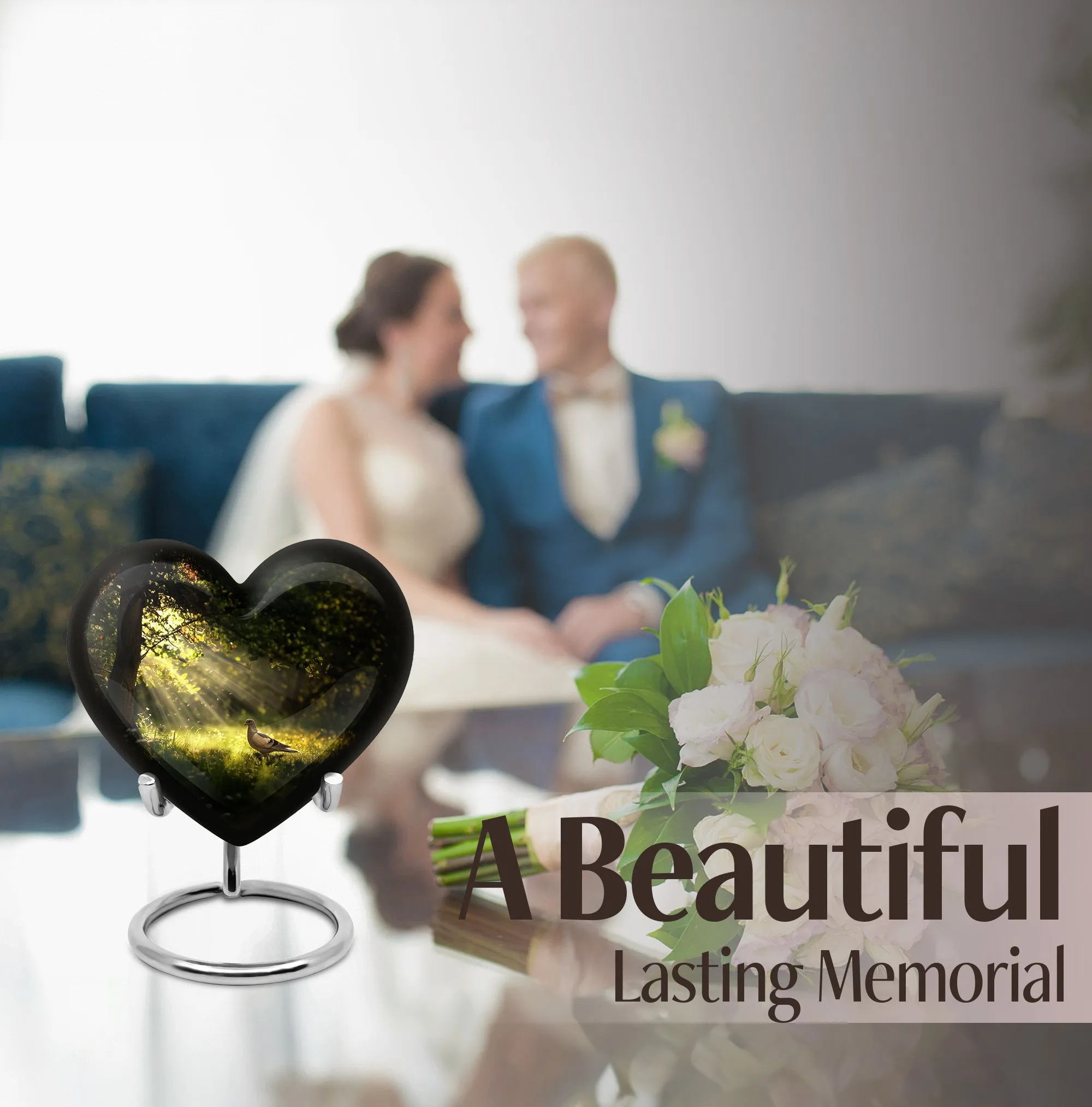 Dove Affection - Heart Shape Cremation Urn for Human Ashes