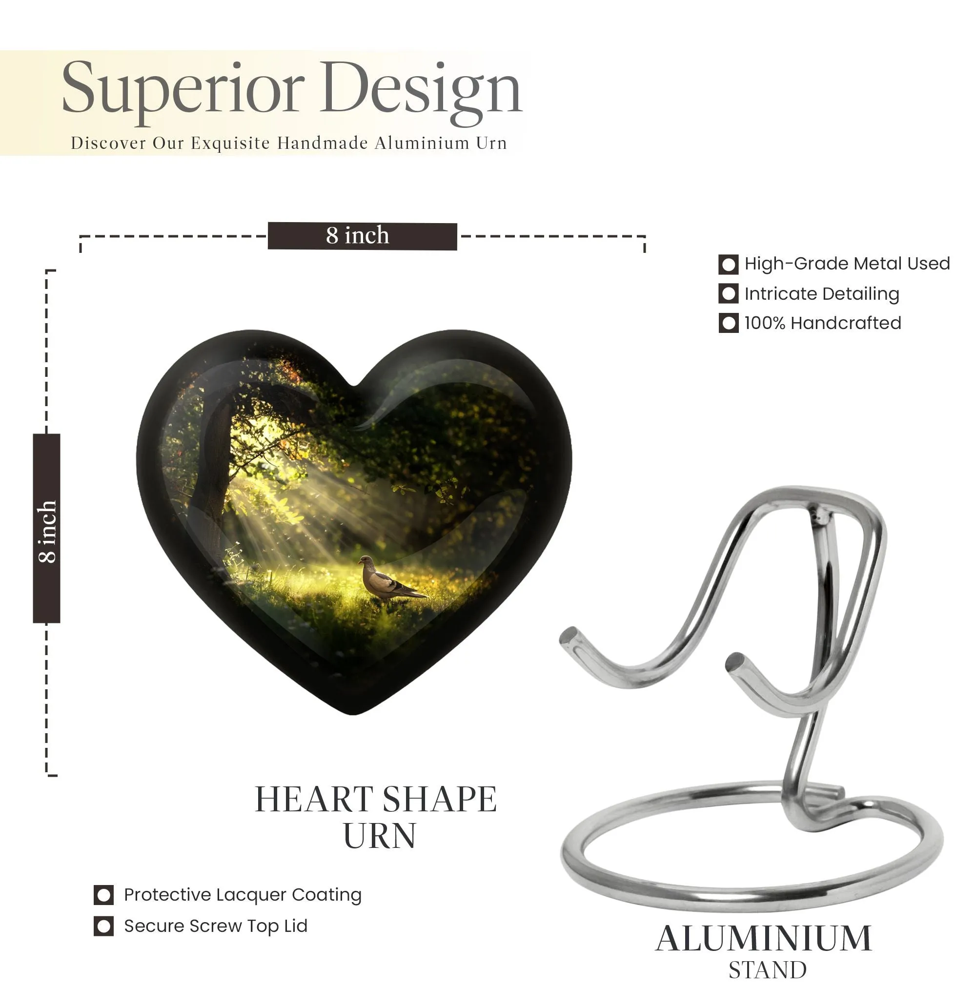 Dove Affection - Heart Shape Cremation Urn for Human Ashes