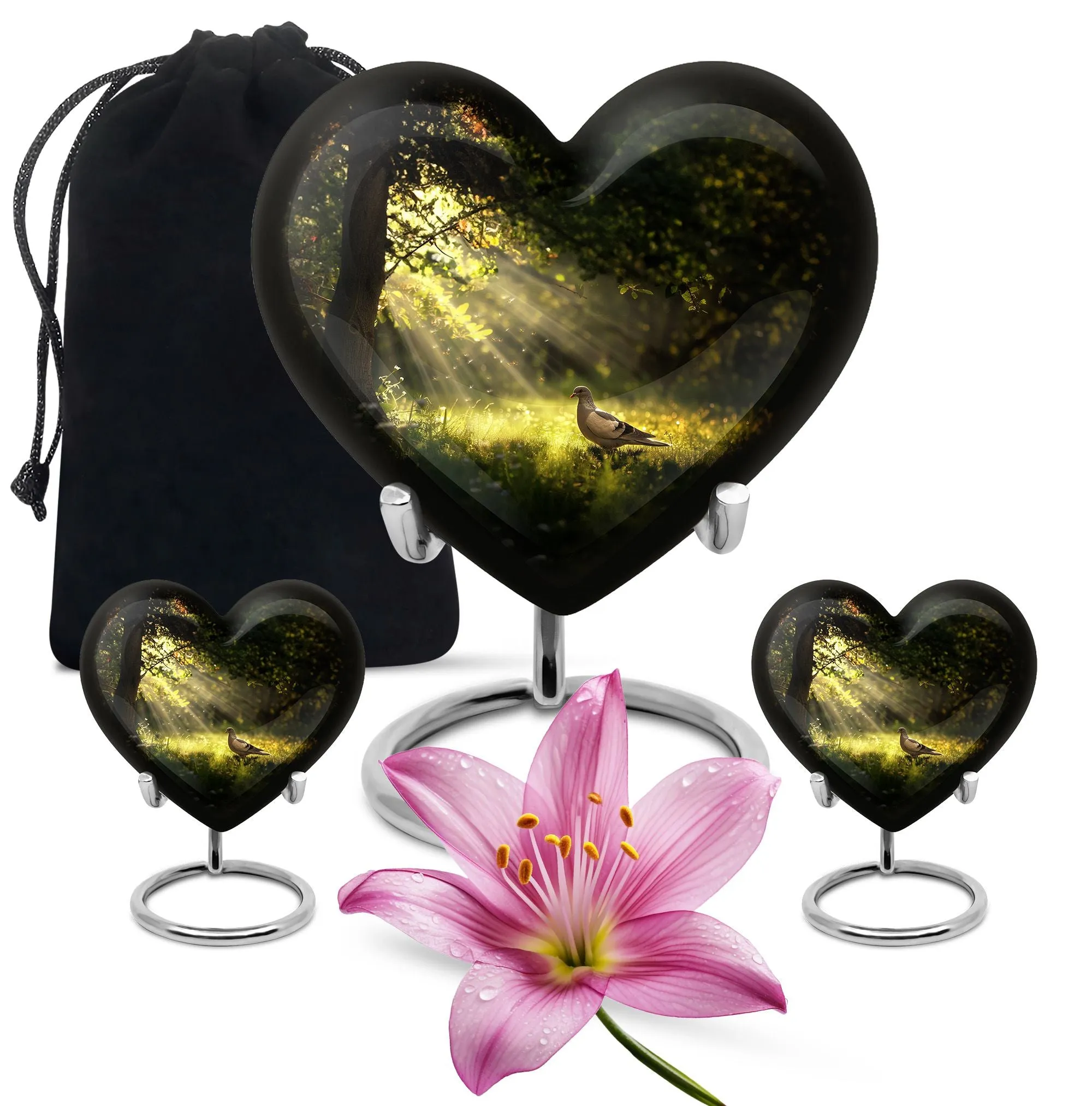 Dove Affection - Heart Shape Cremation Urn for Human Ashes