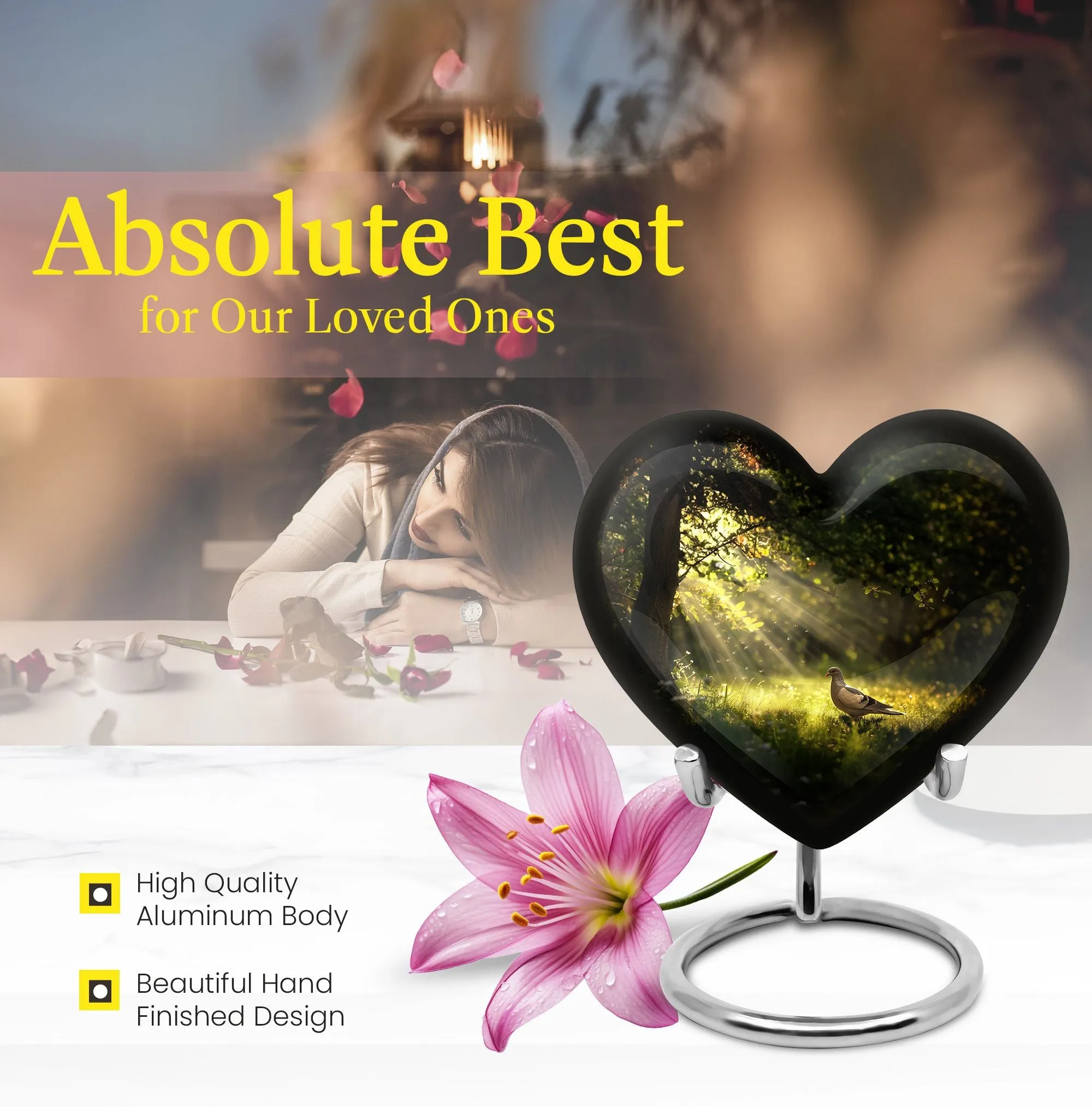 Dove Affection - Heart Shape Cremation Urn for Human Ashes