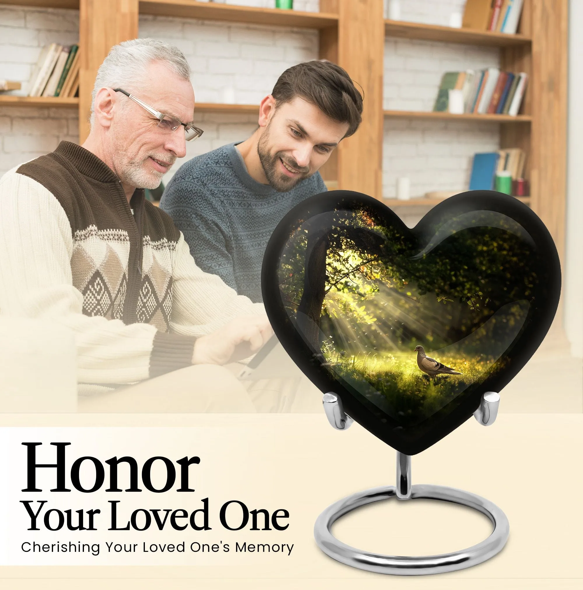 Dove Affection - Heart Shape Cremation Urn for Human Ashes