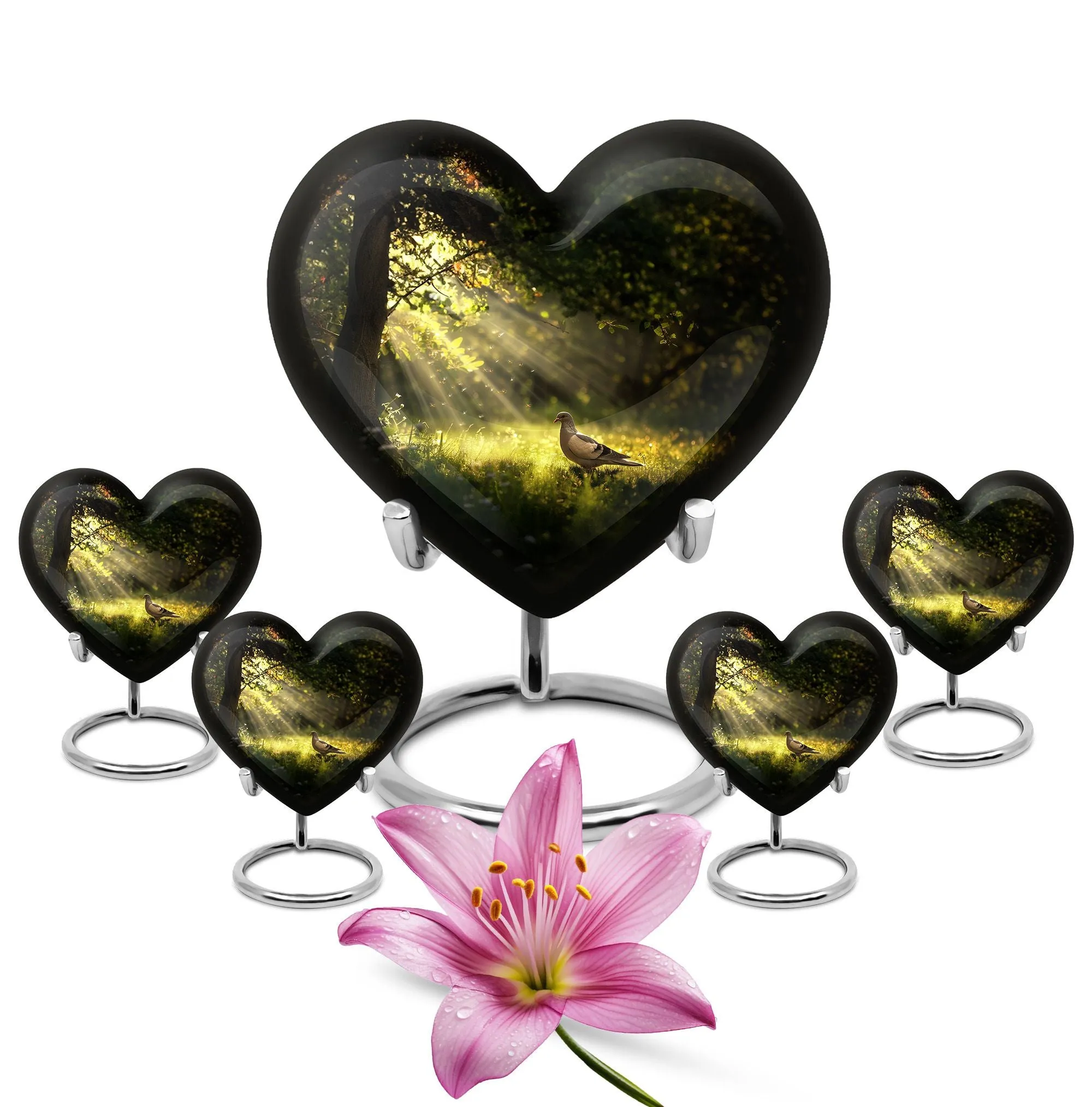 Dove Affection - Heart Shape Cremation Urn for Human Ashes