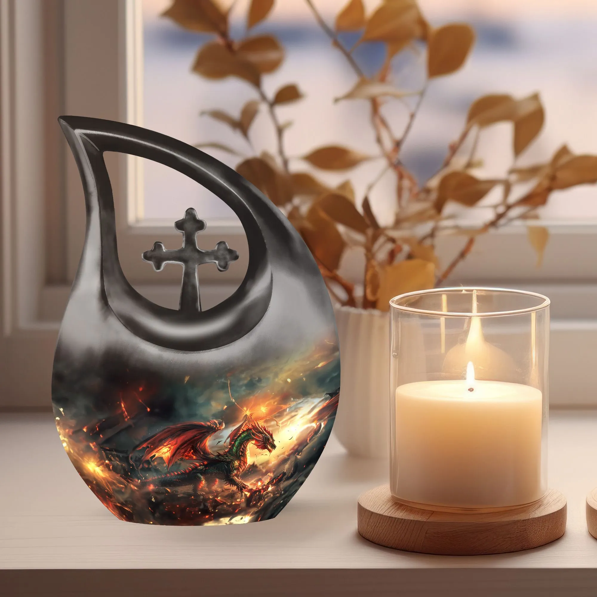 Dragon-inspired Heritage, Economical Memorial Keepsake Urn