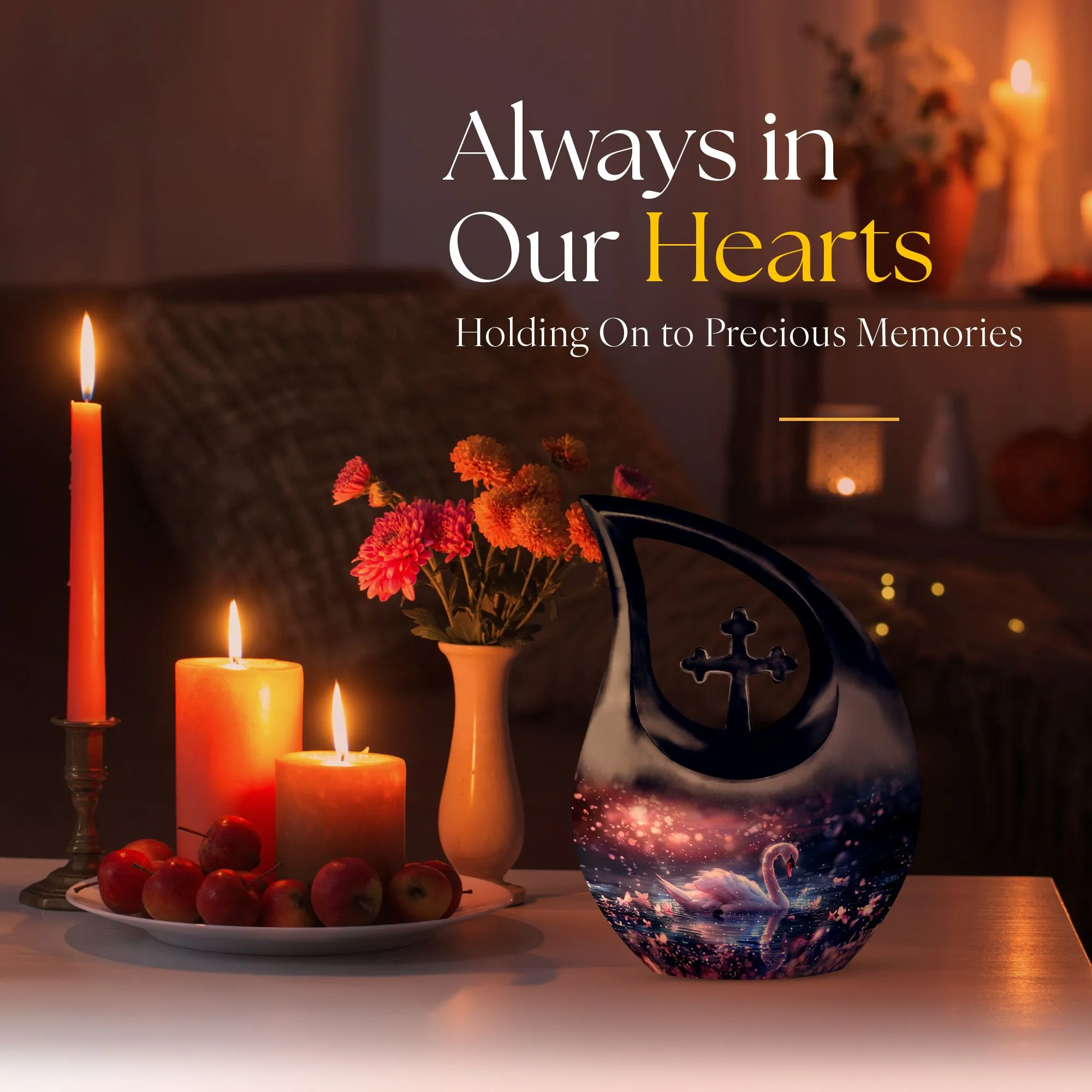 Dreamy Swan Nocturne Memorial Urn - An Resting Place for Your