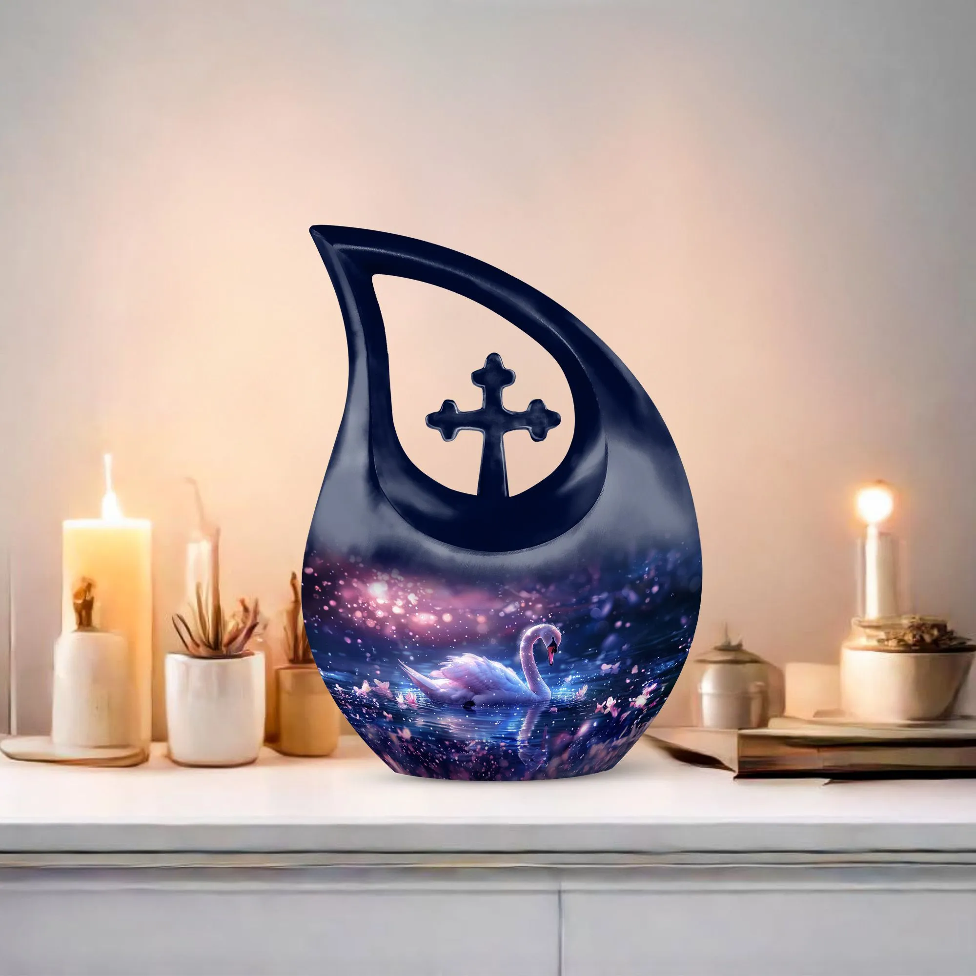 Dreamy Swan Nocturne Memorial Urn - An Resting Place for Your