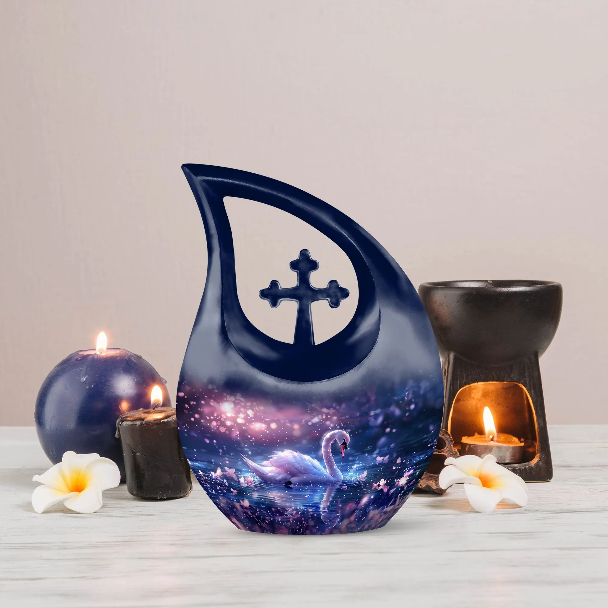 Dreamy Swan Nocturne Memorial Urn - An Resting Place for Your