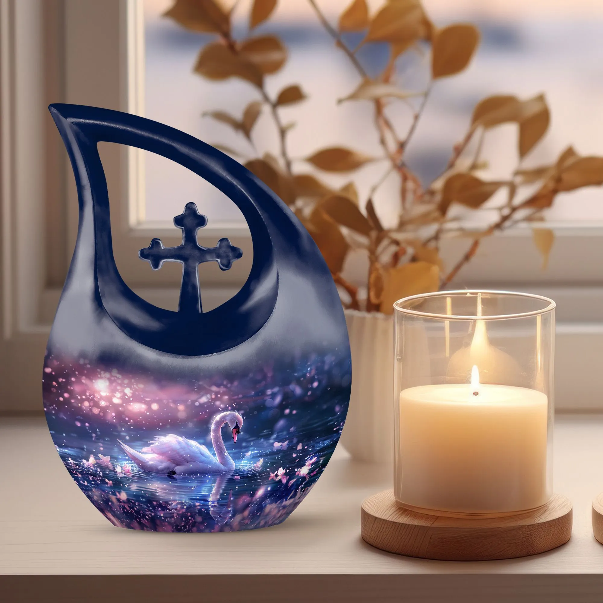 Dreamy Swan Nocturne Memorial Urn - An Resting Place for Your