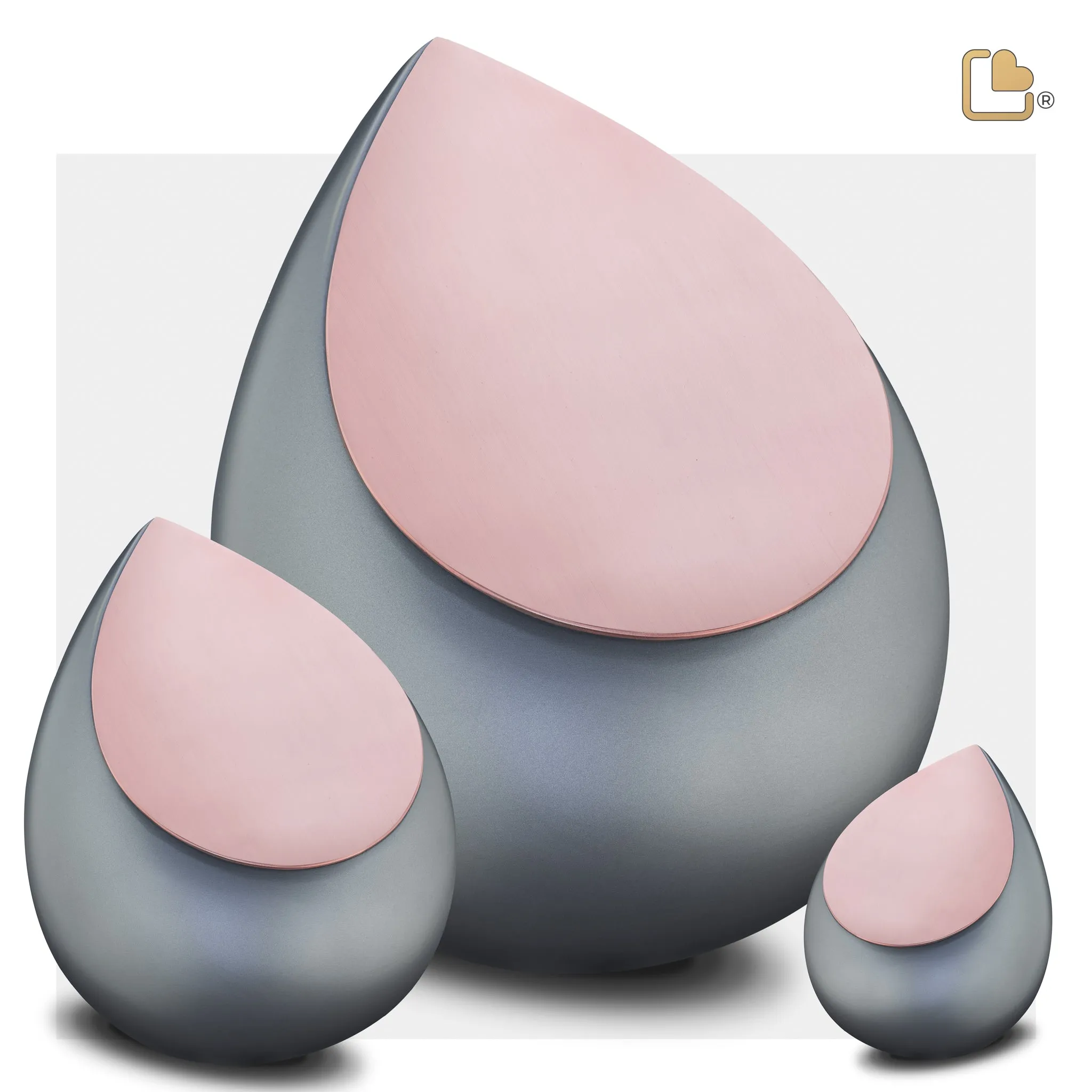 Drop Medium Urn French Grey & Brushed Rose Gold